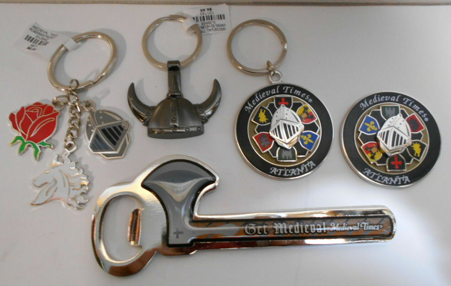 Upick Medieval Times Knight Helmet Unicorn Spinner Keychain, Magnet, Opener
