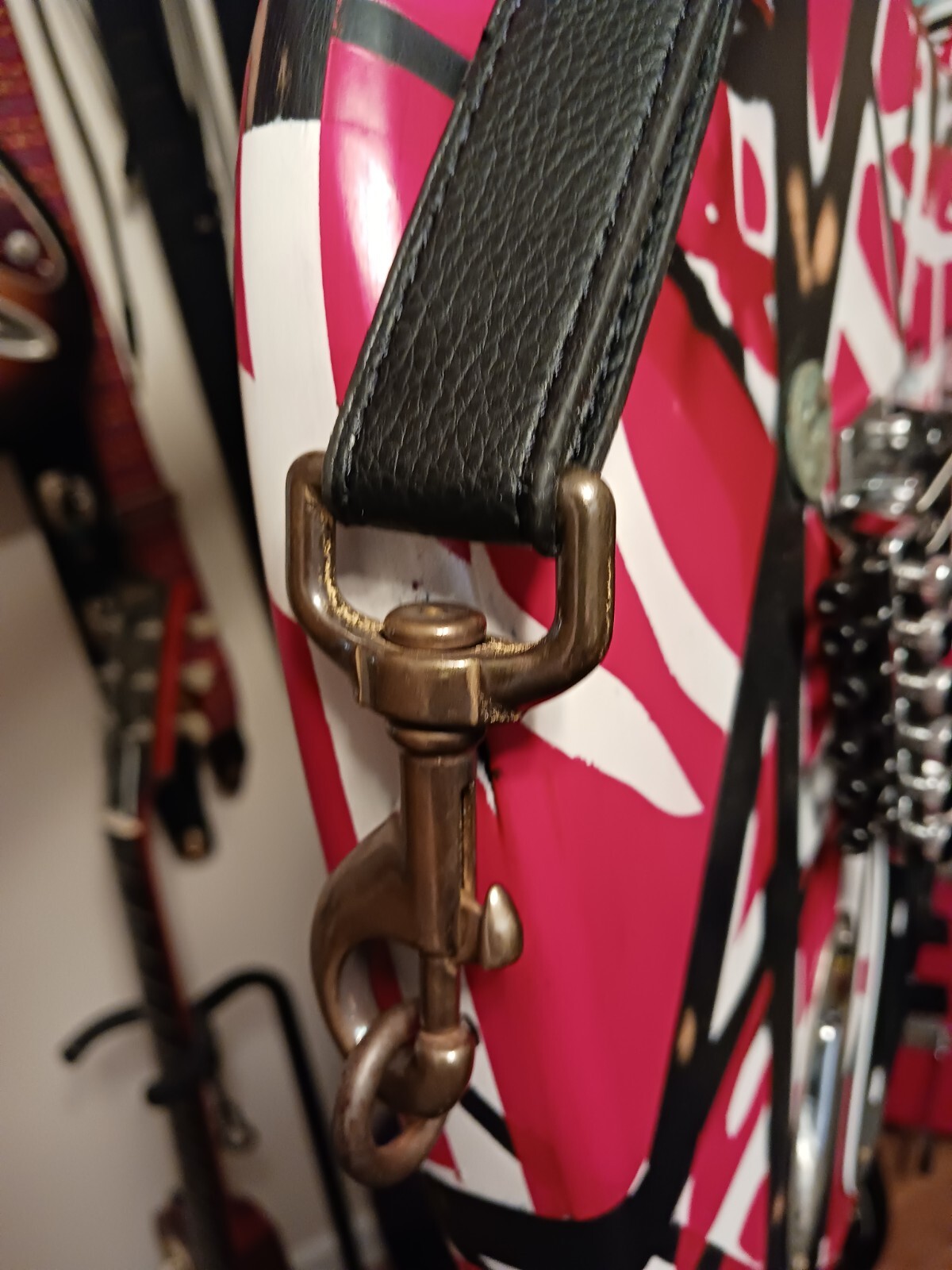 EVH Style Strap AGED Brass Snap Hook and Eye Set