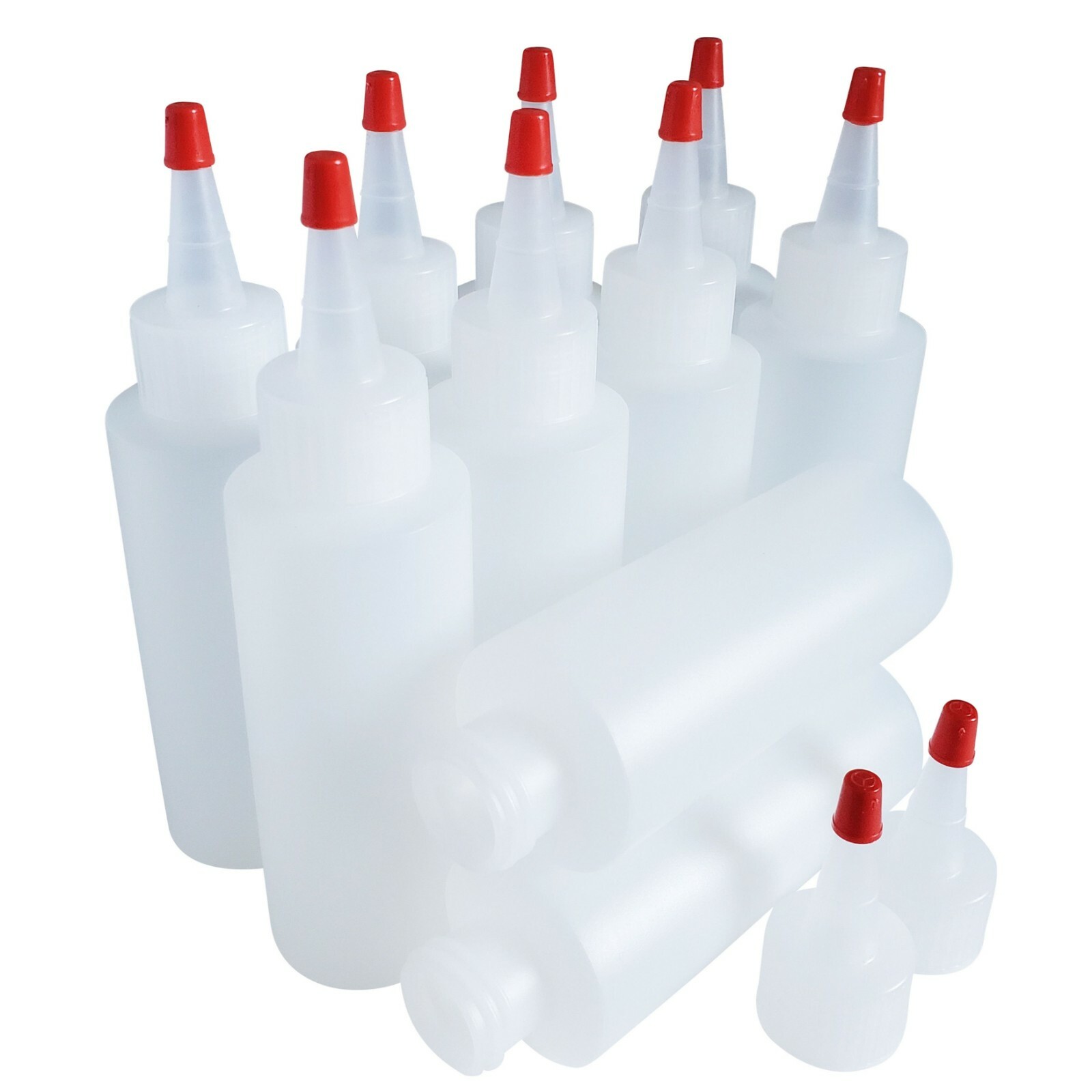 Kelkaa 4oz HDPE Natural Clear Plastic Bottles with Yorker Red Cap (Pack of 10)