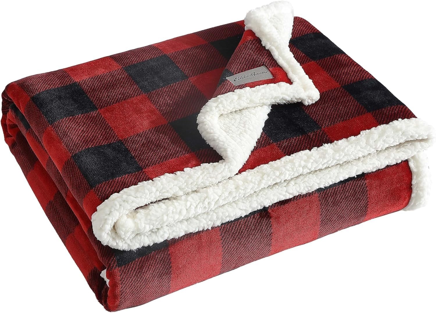 Eddie Bauer-Throw Blanket, Super Soft Reversible Sherpa Flannel Bedding, Ideal