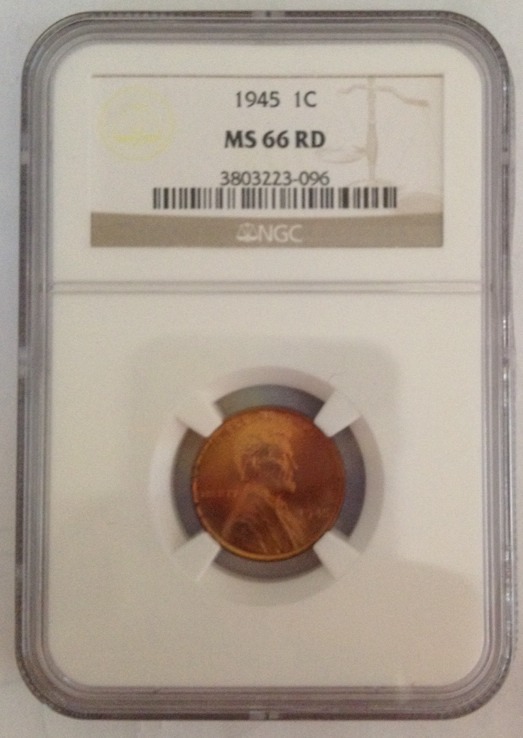 1945 Lincoln Cent NGC MS 66 RD