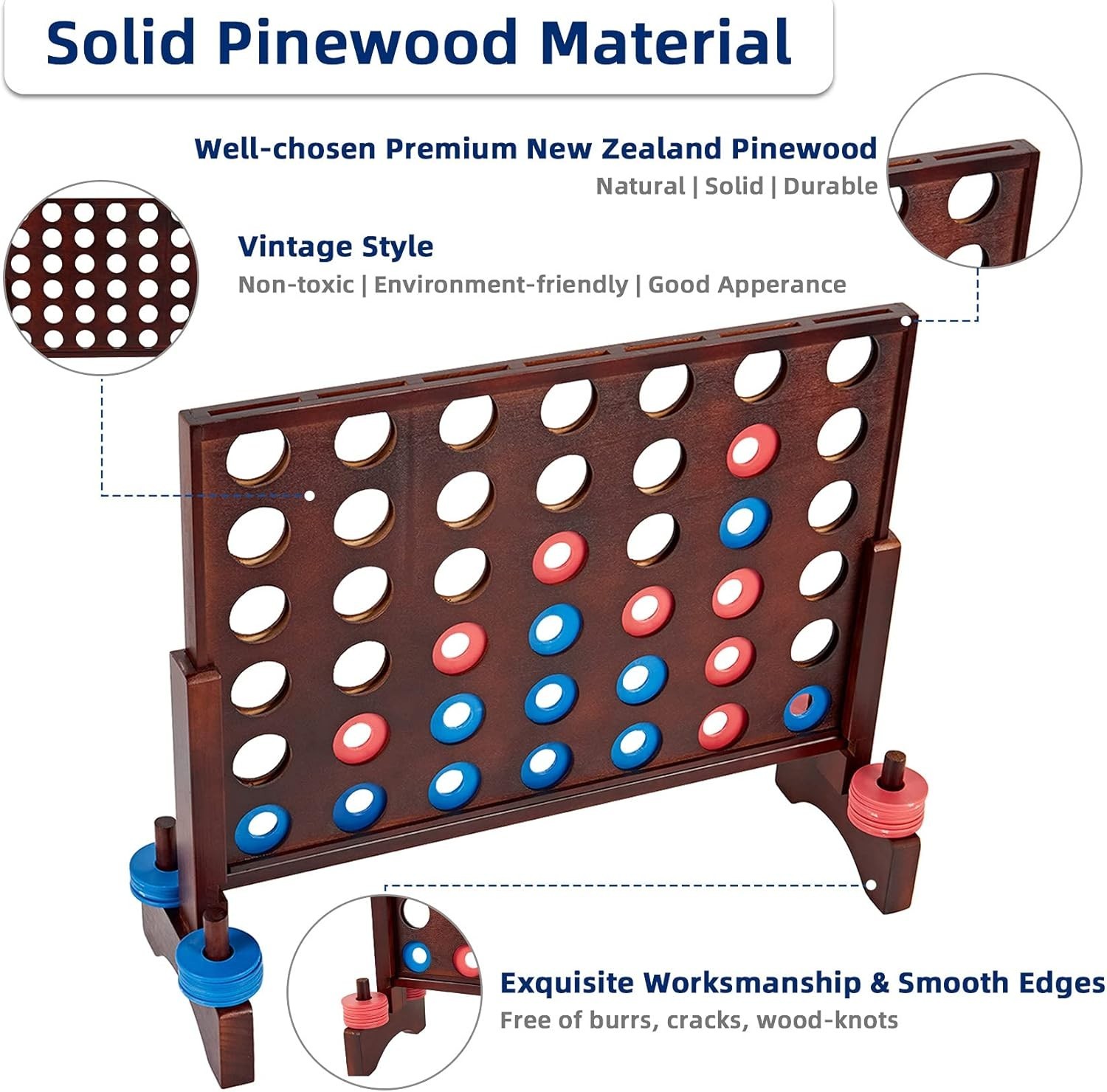Giant Wooden 4‑in‑a‑Row Game, Indoor/Outdoor