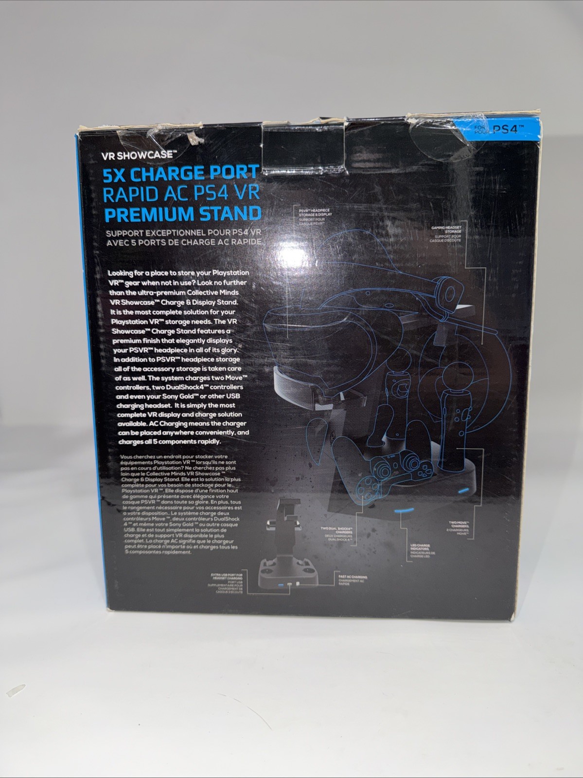 Collective Minds VR Showcase Stand Rapid AC Charging for PS4 Headset Controller