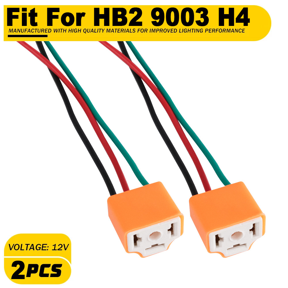 Female Ceramic S 9003 H4 Two Harness Head Light Bulb Plug Extension Wire Pigtail