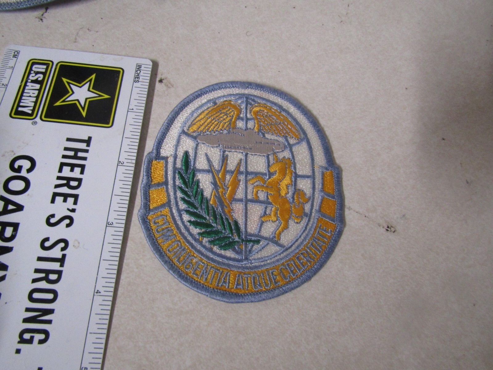 MILITARY PATCH VINTAGE OLDER 7TH AIR REFUELING SQUADRON CUM OILIGENTIA ATQUE CEL