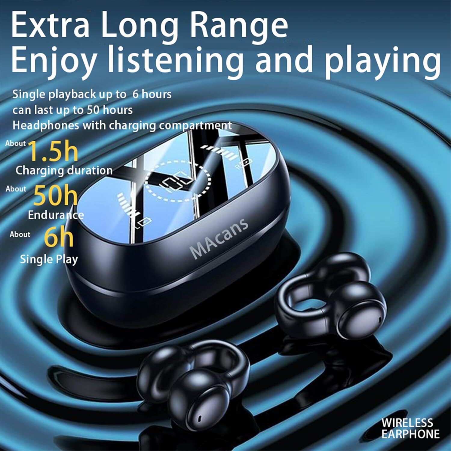 M47 Wireless Earbuds Ear Clips Bluetooth Sport Buds With Charging Case