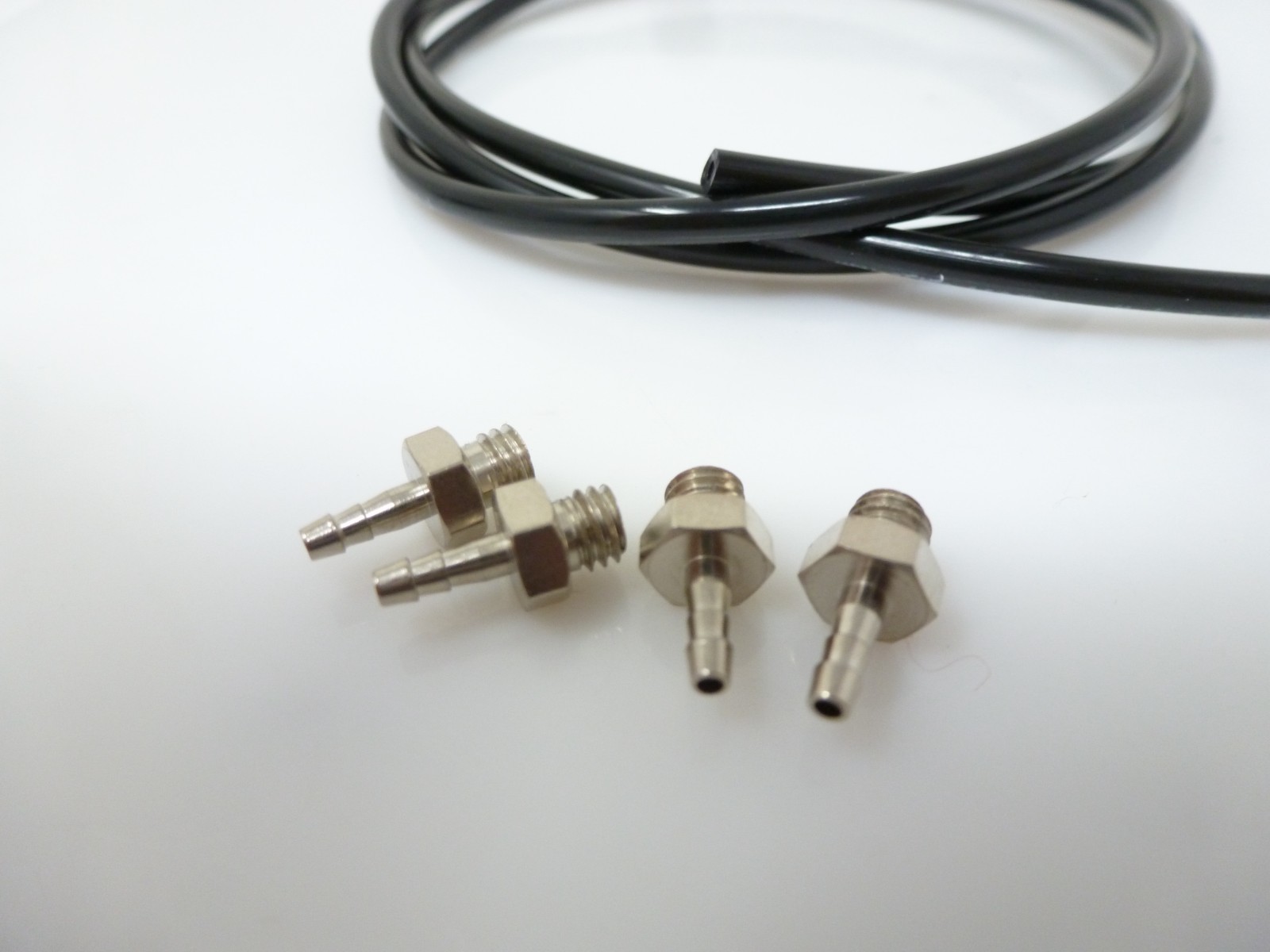 NEW 4X 10-32 STAINLESS NIPPLE BARBS + 3 FEET BLACK HOSE WGP AUTOCOCKER RAM LPR
