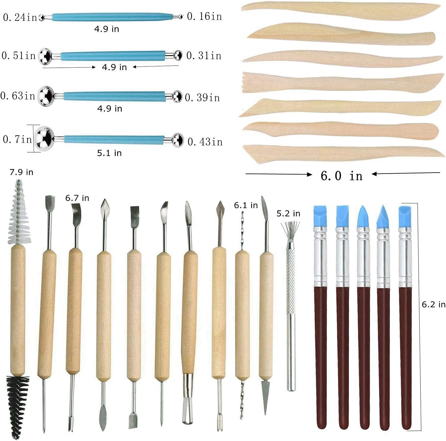 57PCS Ceramic Clay Tools Set with Plastic Case Modeling Pottery Sculpting Tools