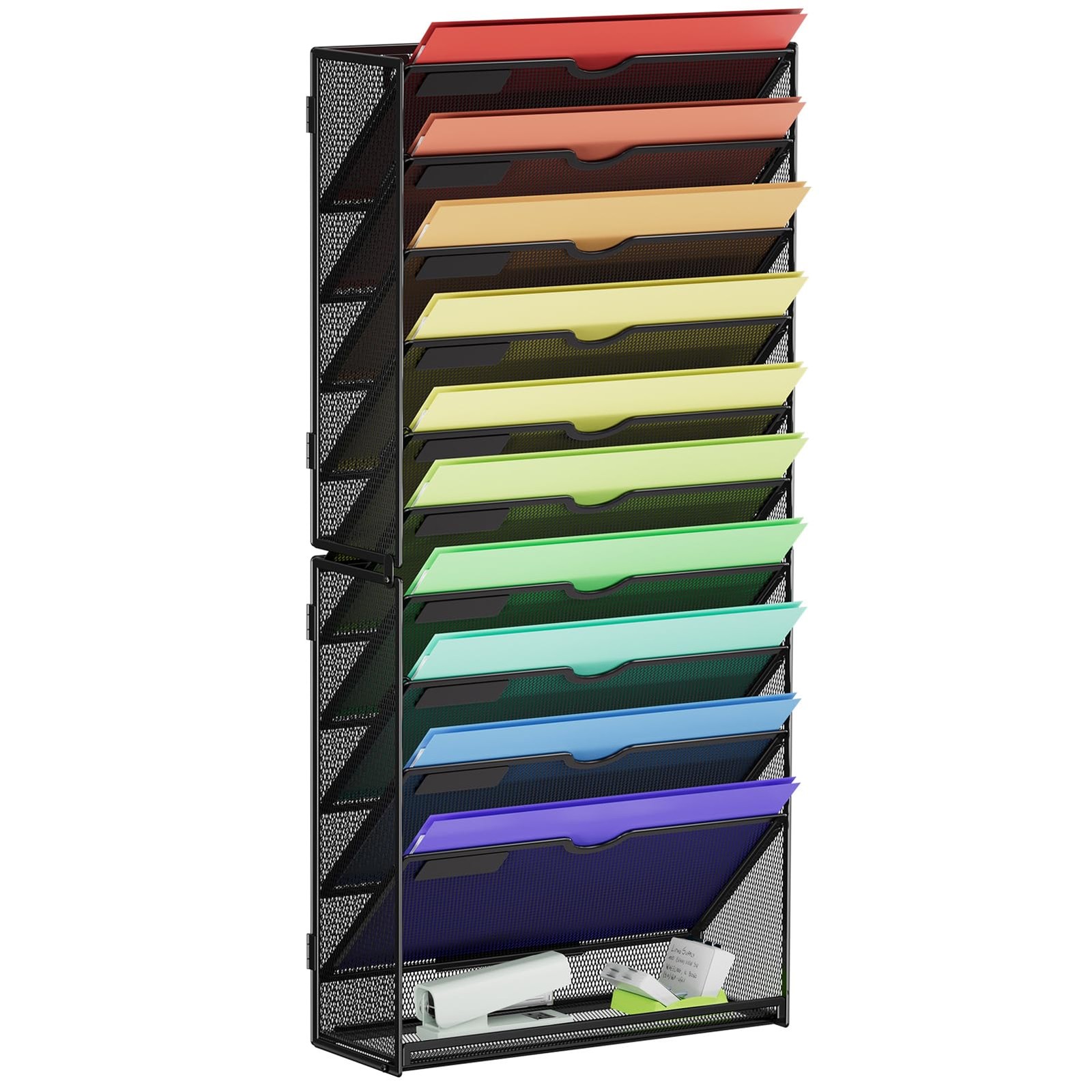 Marbrasse Wall File Holder 11-Tier Hanging Wall File Organizer, for Papers, F...