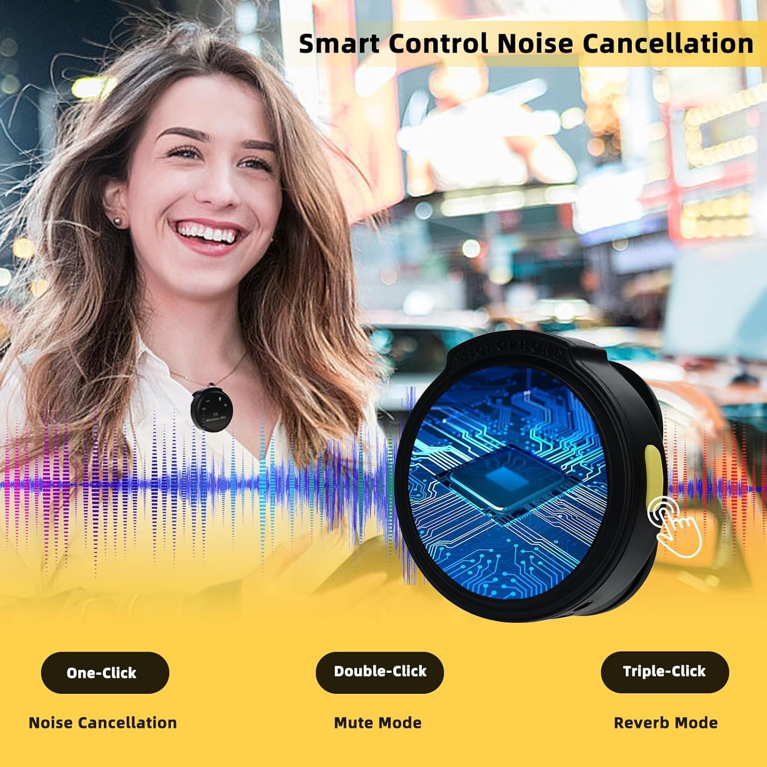 Magnetic Wireless Lavalier Microphone For Type-C Device Noise Cancellation 2 Mic
