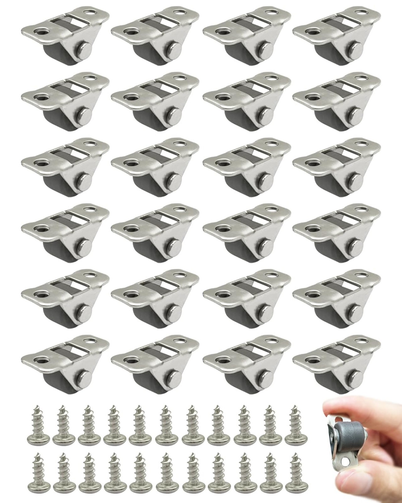 24PC Mini Caster Wheels Low Profile, 1/2 Inch Single Direction Tiny Wheels, L...