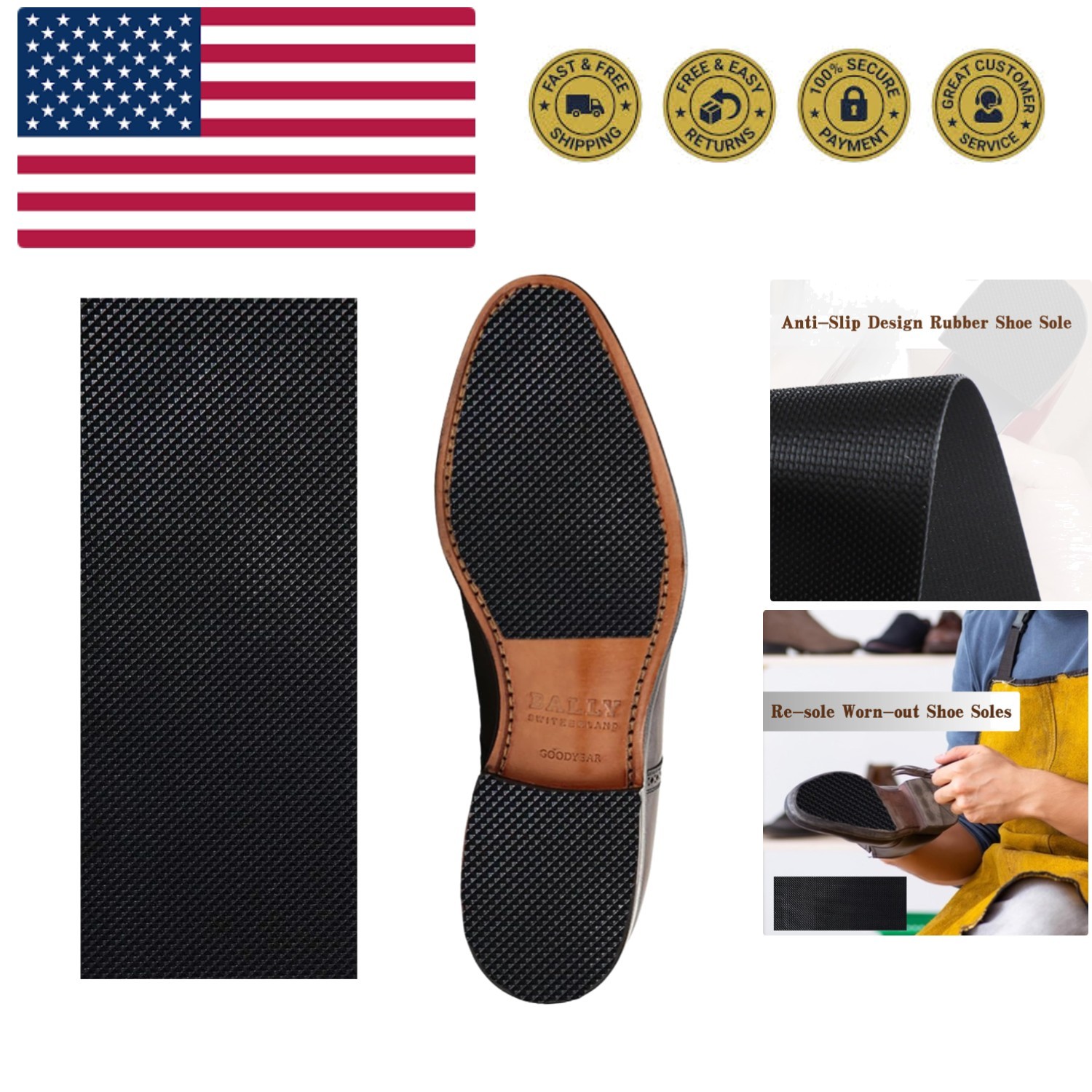 Shoe Sole Repair, Rubber Soling Sheet, Rubber Soles for Bottom of Shoes, 1/16...