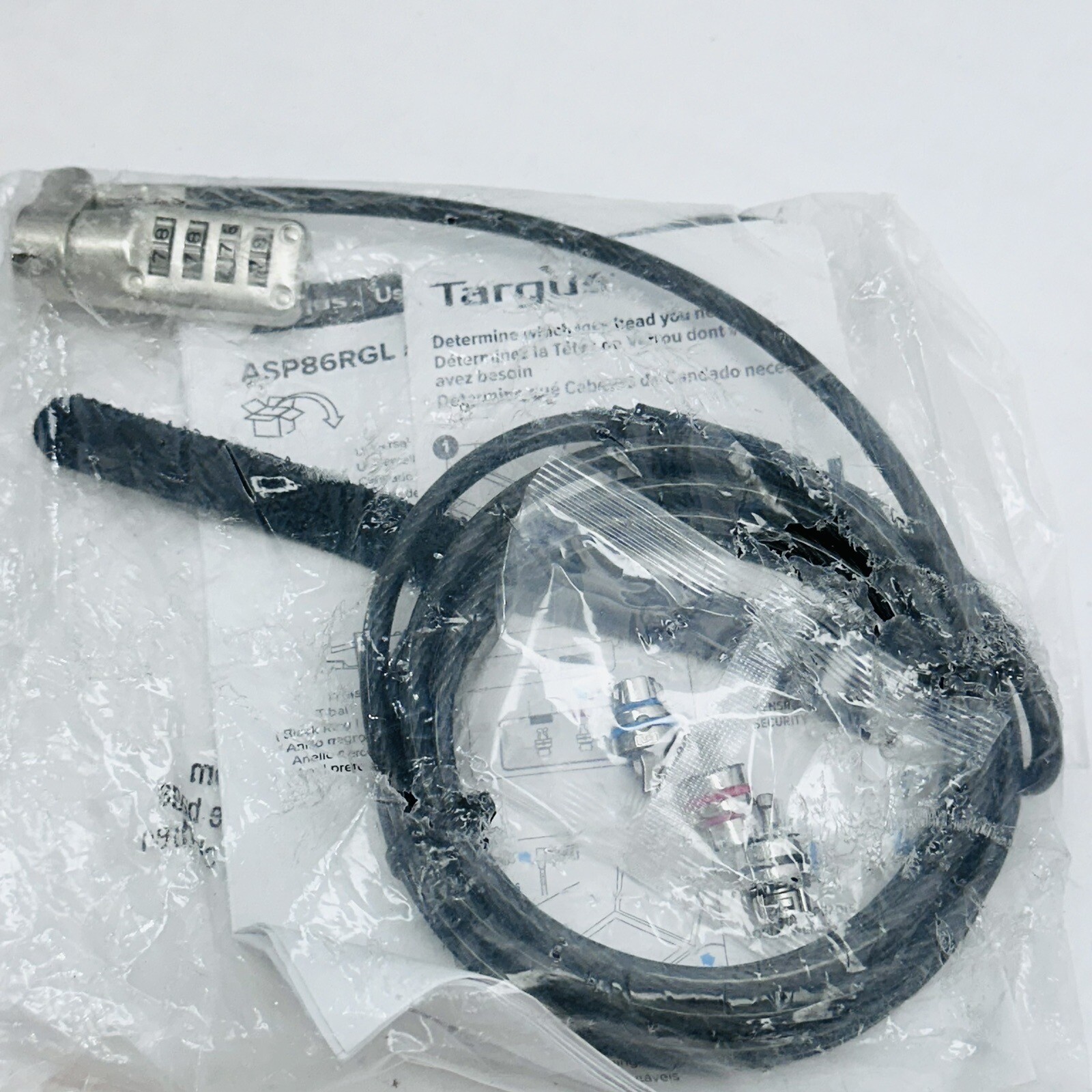 TARGUS DEFCON 3-IN-1 RESETTABLE COMBINATION CABLE LOCK ASP86RGLX