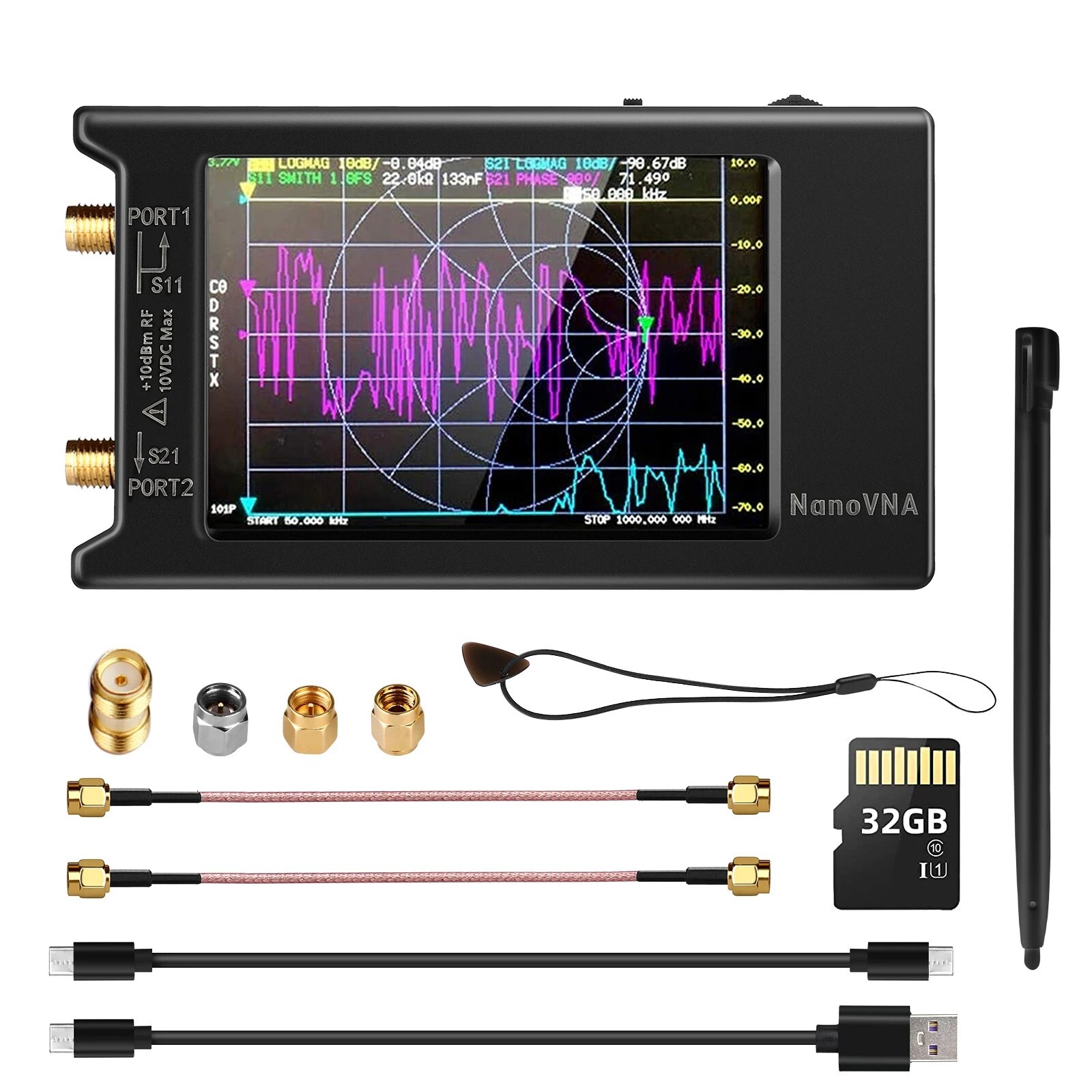 Spectrum Anslyzer NanoVNA-H4 2.8/4“ Vector Network Antenna 10KHz-1.5GHz D