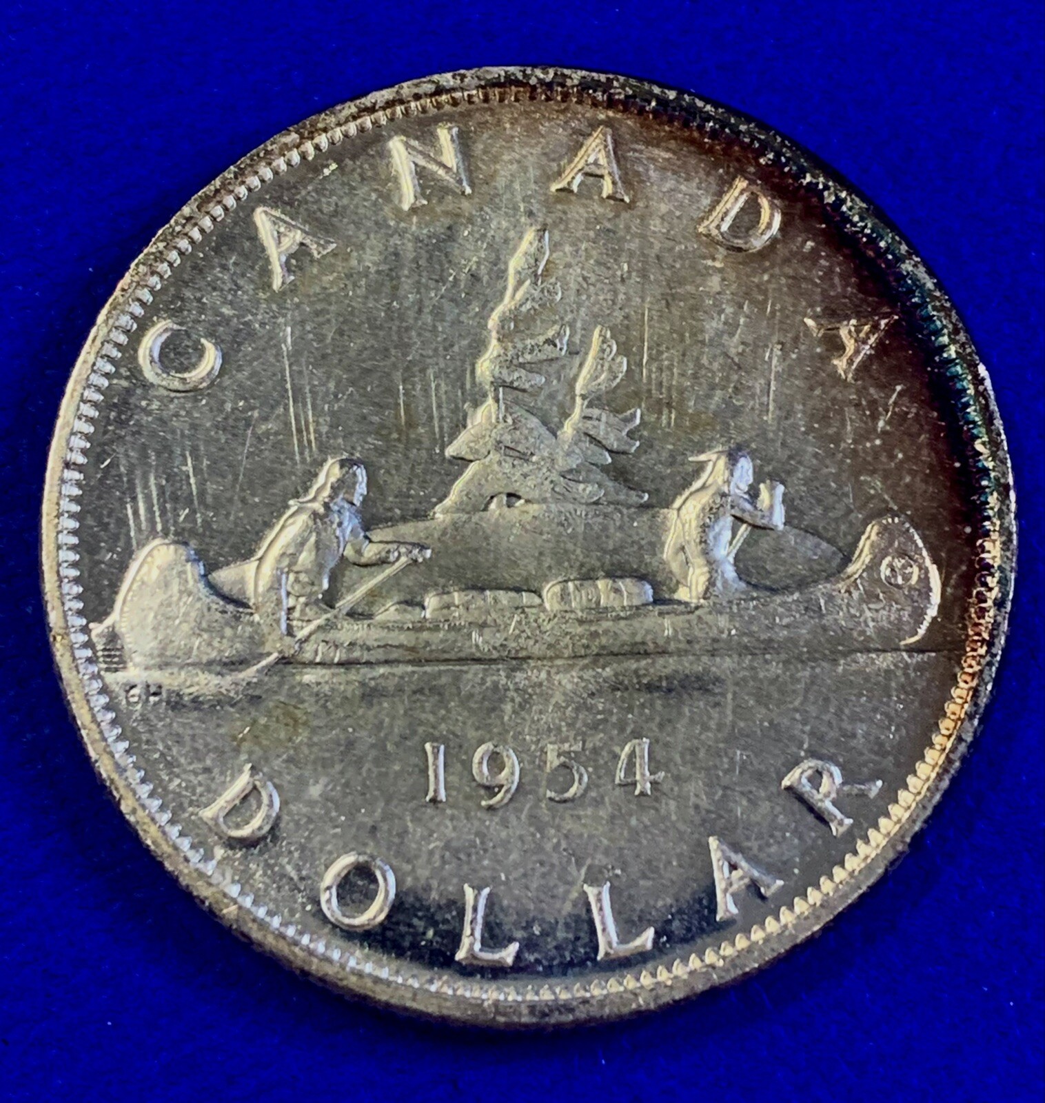 1954 Canada Silver Dollar, SWL, Semi-PL, Choice UNC, Rim Toning