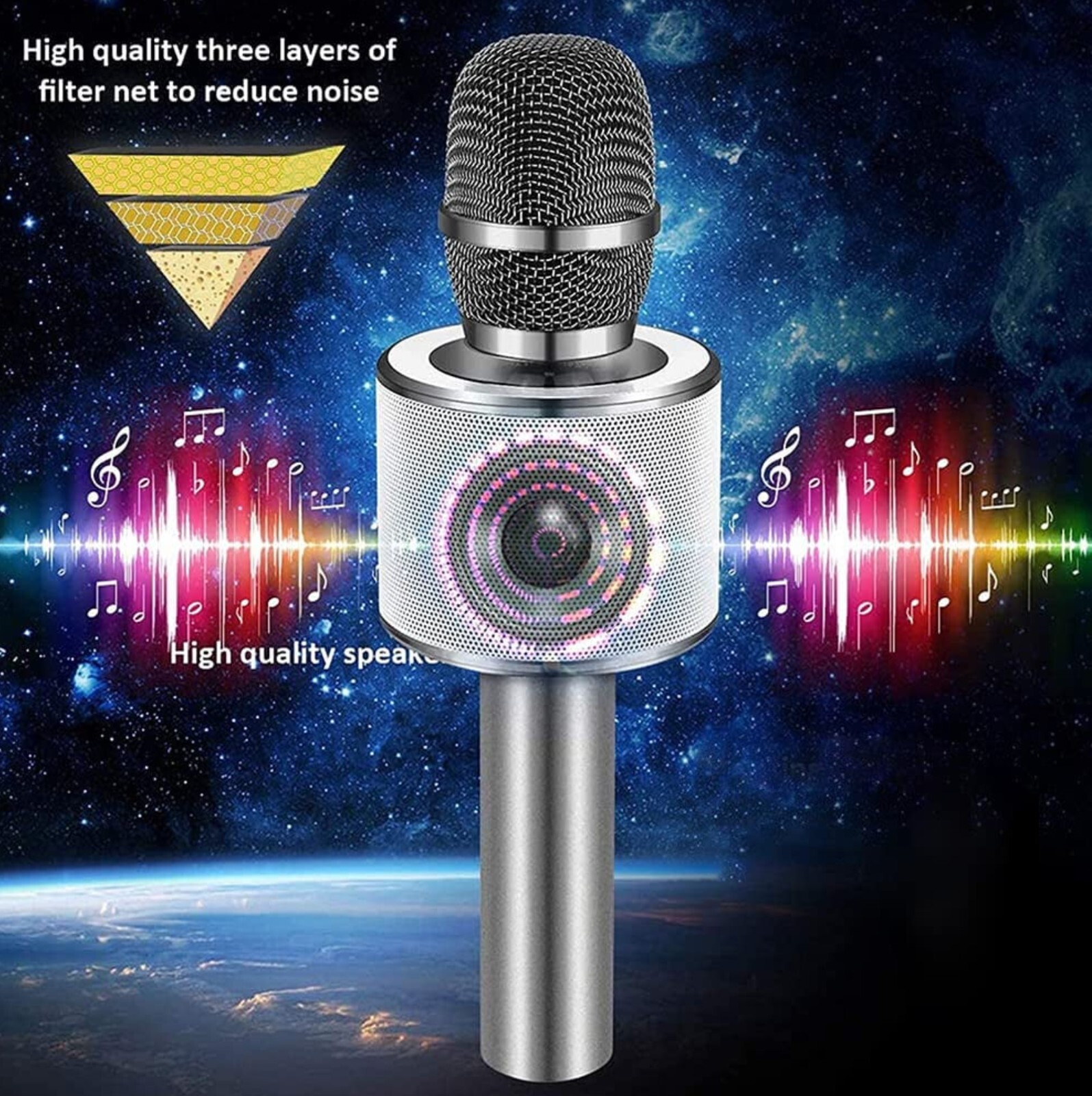 Bonaok Wireless Bluetooth Karaoke Microphone Portable Handheld Speaker