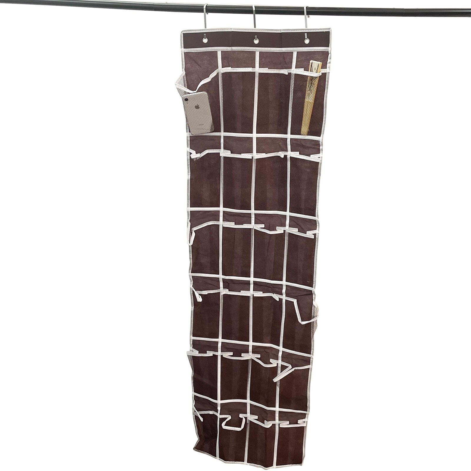 24 Pockets Hanging Storage Hanger Closet with Hooks The Door Shoe Organizer Rack