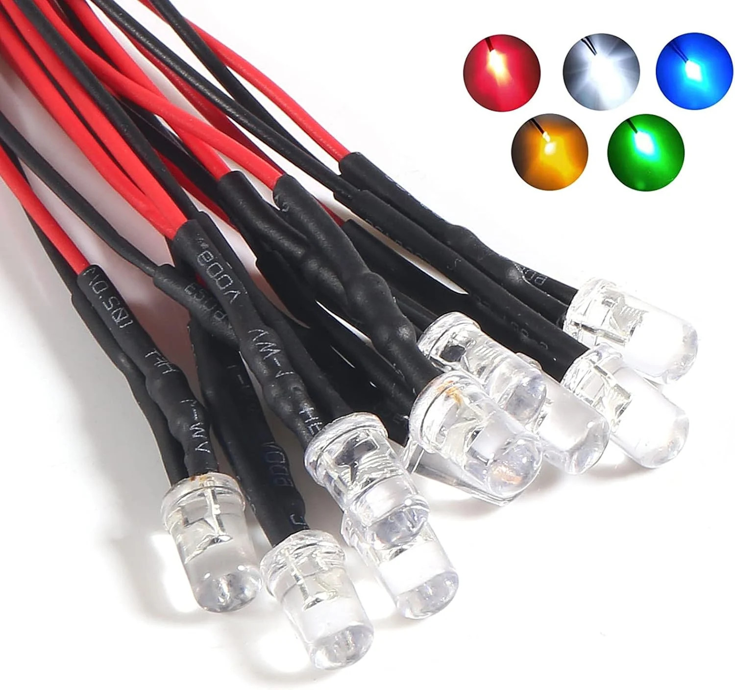 ACEIRMC 30pcs 3mm 12V Pre Wired LED Diodes Light Ultra Bright Resistor and Wire