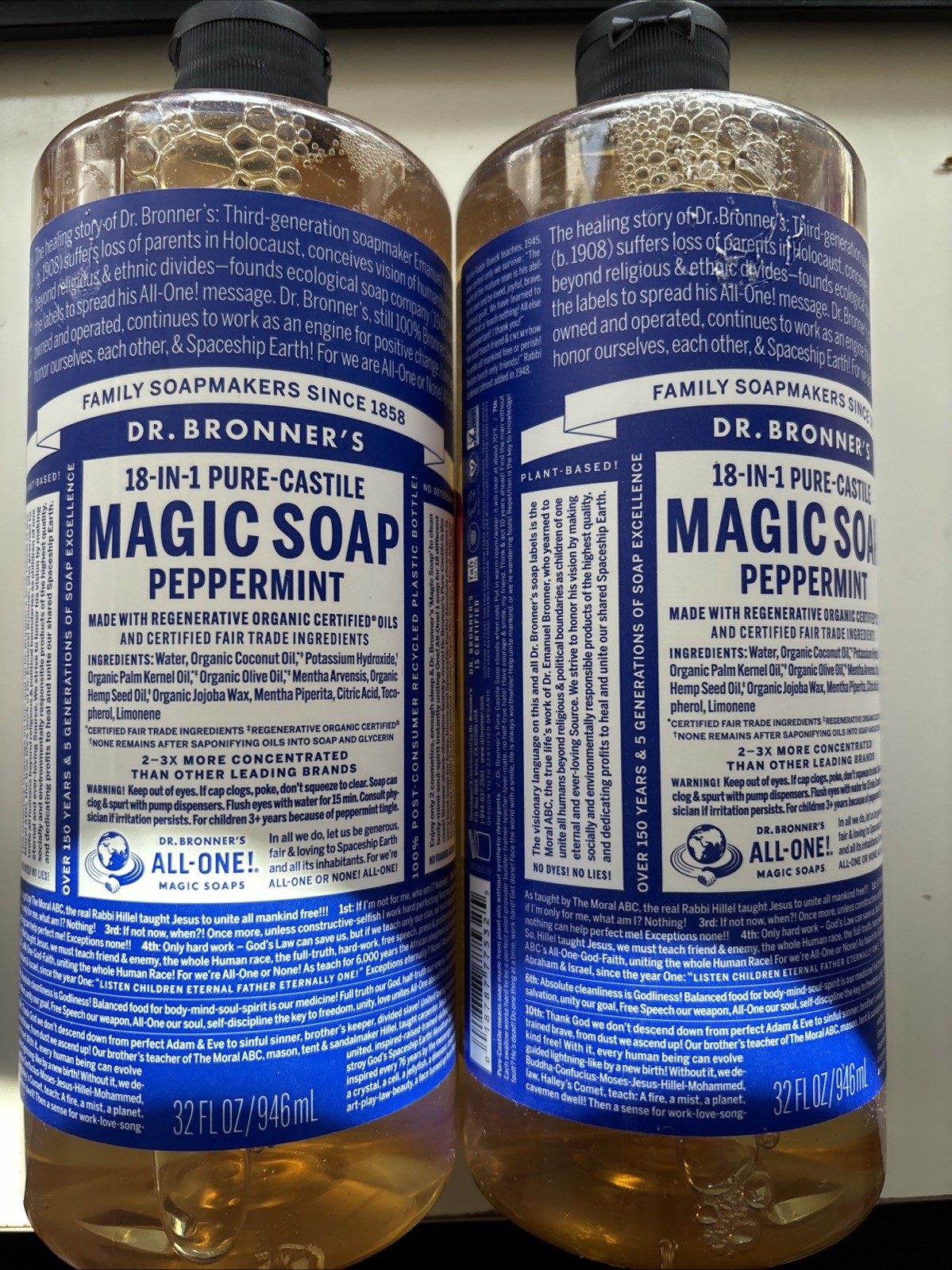 (2x) Dr. Bronner's Pure-Castile Magic Soap - Peppermint 32floz