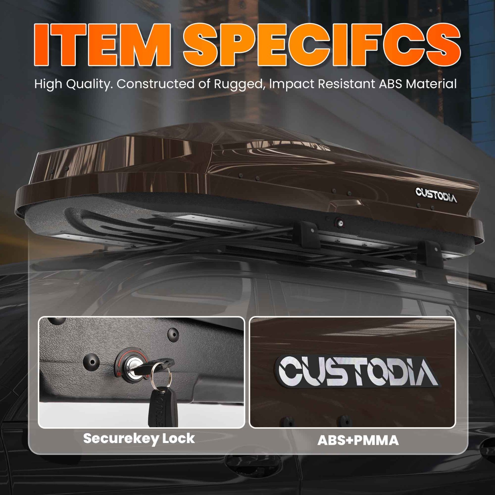 14ft³ Heavy Duty ABS Vehicle Roof Top Storage Box Cargo Luggage Carrier 2 Locks
