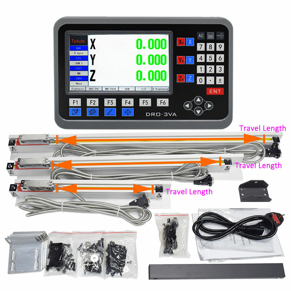 3 Axis DRO Digital Readout Linear Scale 12x16x30inch for 9x42 Bridgeport Mill US