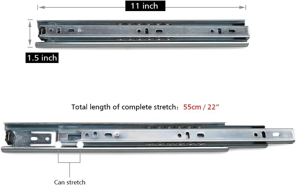 Drawer Slide 11 Inch Ball Bearing 3 Section Drawer Cabinet Slide, Side Mount ...