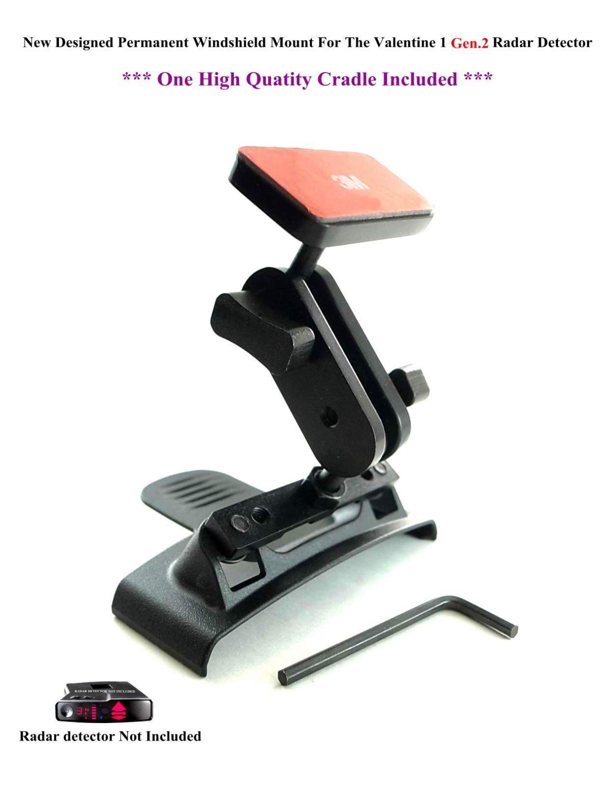 1 New Designed Permanent Windshield Mount For The Valentine Gen 2 Radar Detector