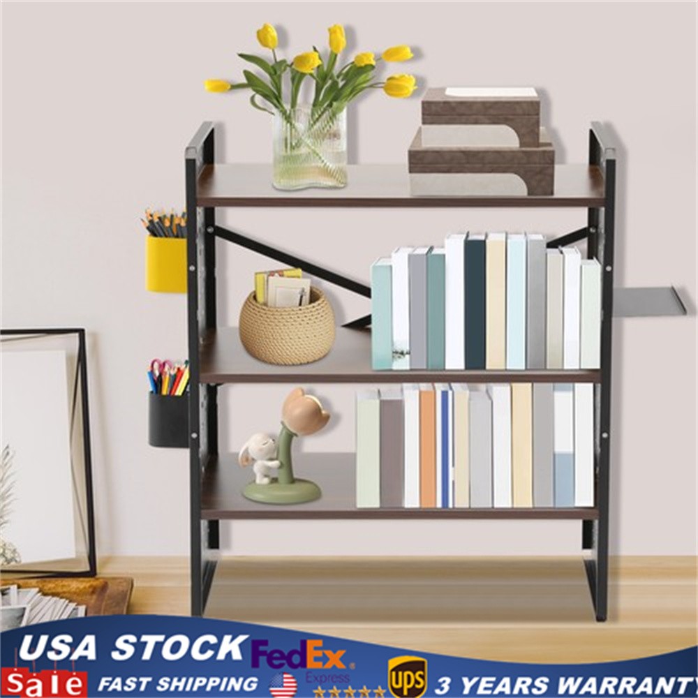 Desktop Bookshelf Desk Storage Organizer Computer 3-Tier Desk Shelf Display Rack