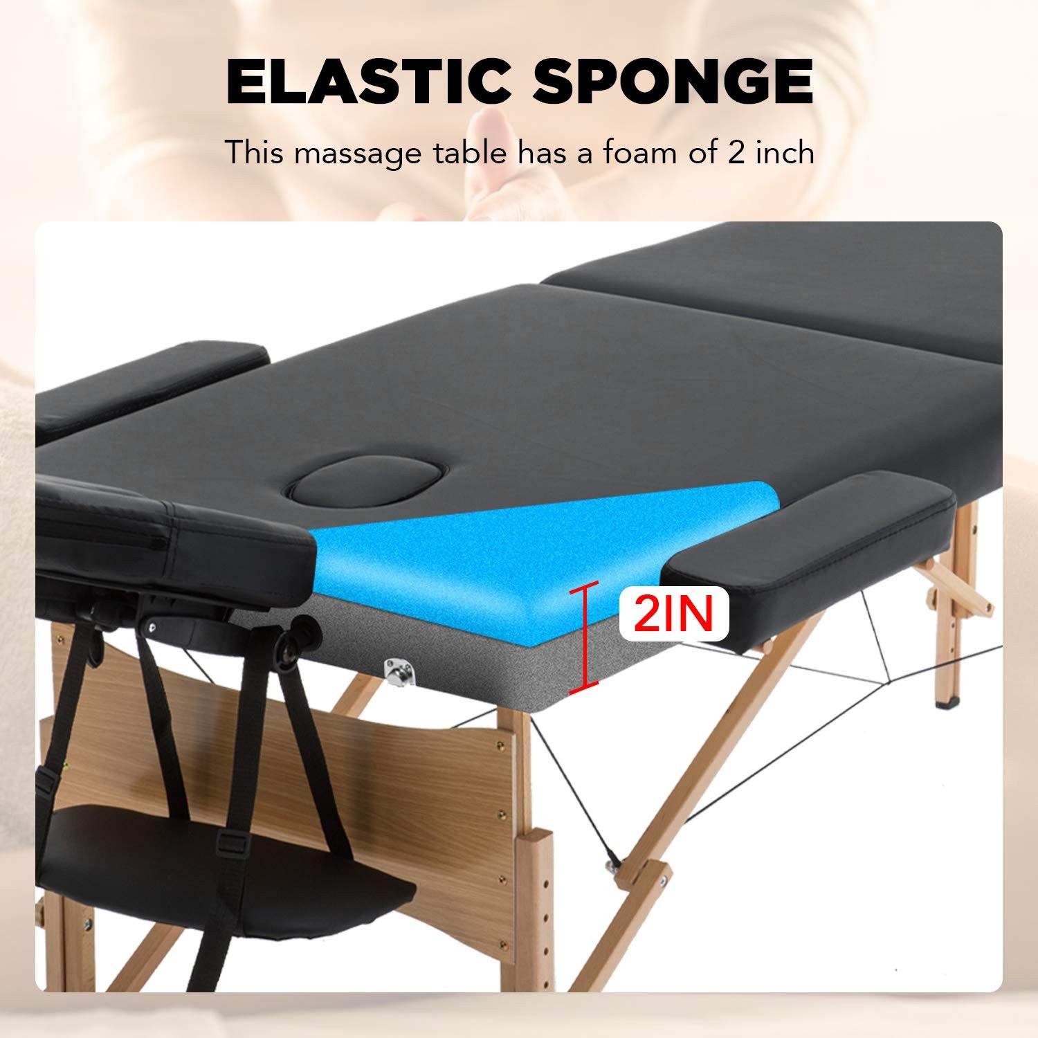 Portable Massage Table Spa Bed Height Adjustable 2 Folding 28 Inch Wide Black Ca