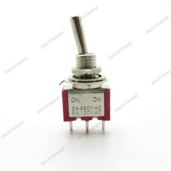 5×Mini Toggle Switch SPDT 2 Position ON-ON 3-PIN 250V 2A 120V 5A Red MTS-102