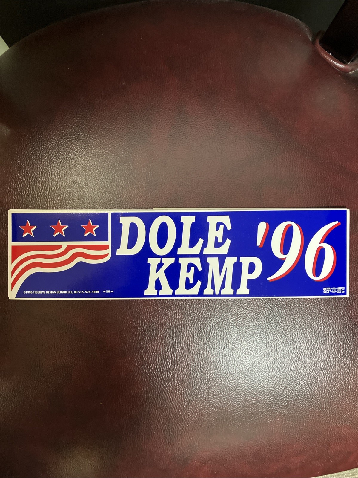 Dole Kemp 1996 Presidential Campaign Political Bumper Sticker