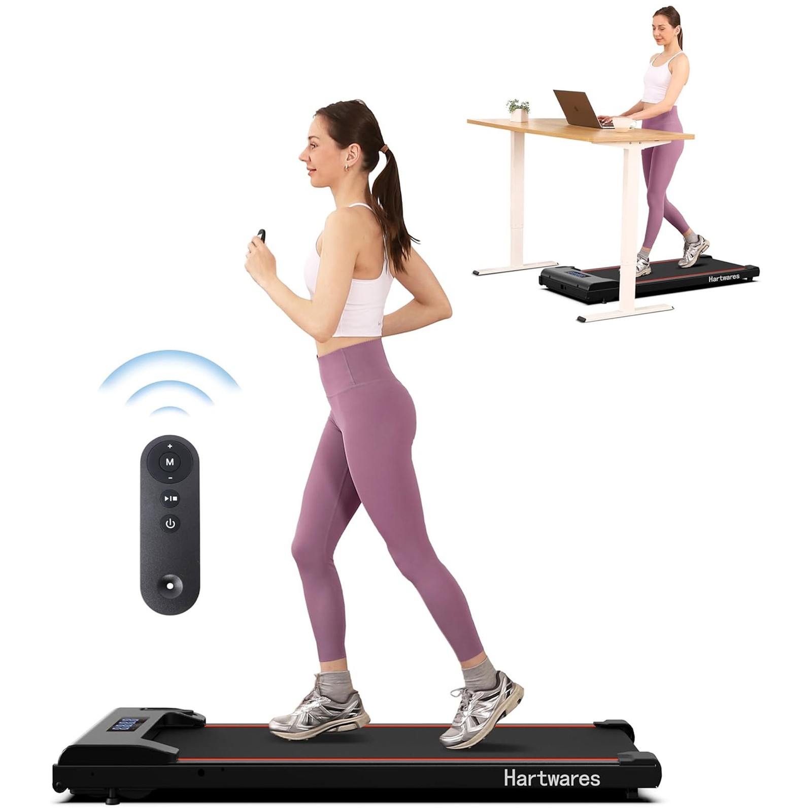 Hartwares Walking Pad Under Desk Treadmill, Portable Machine w/ Remote (Used)