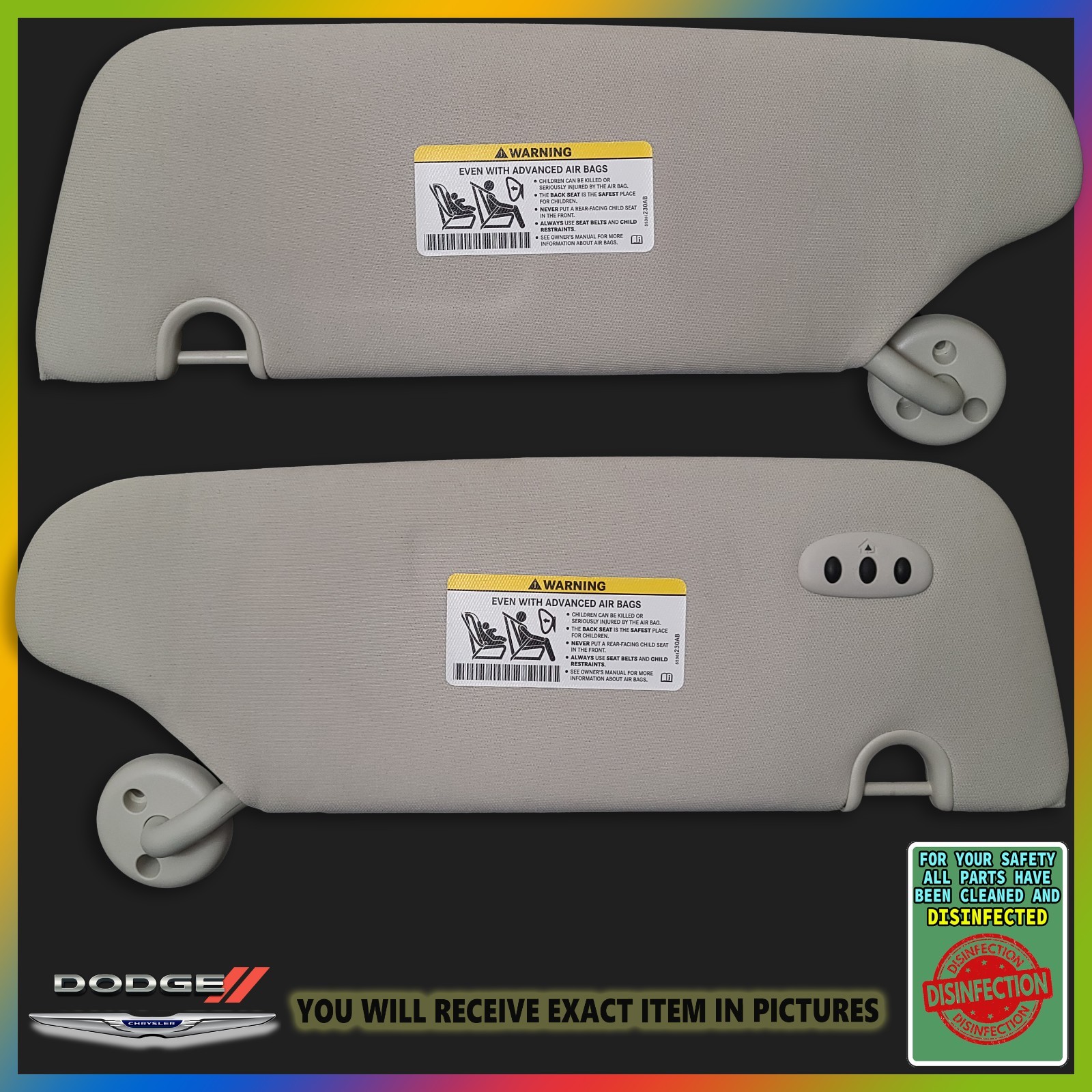 Dodge Grand Caravan Sun Visor Pair Set Driver Passenger Left Right OEM 2008-20