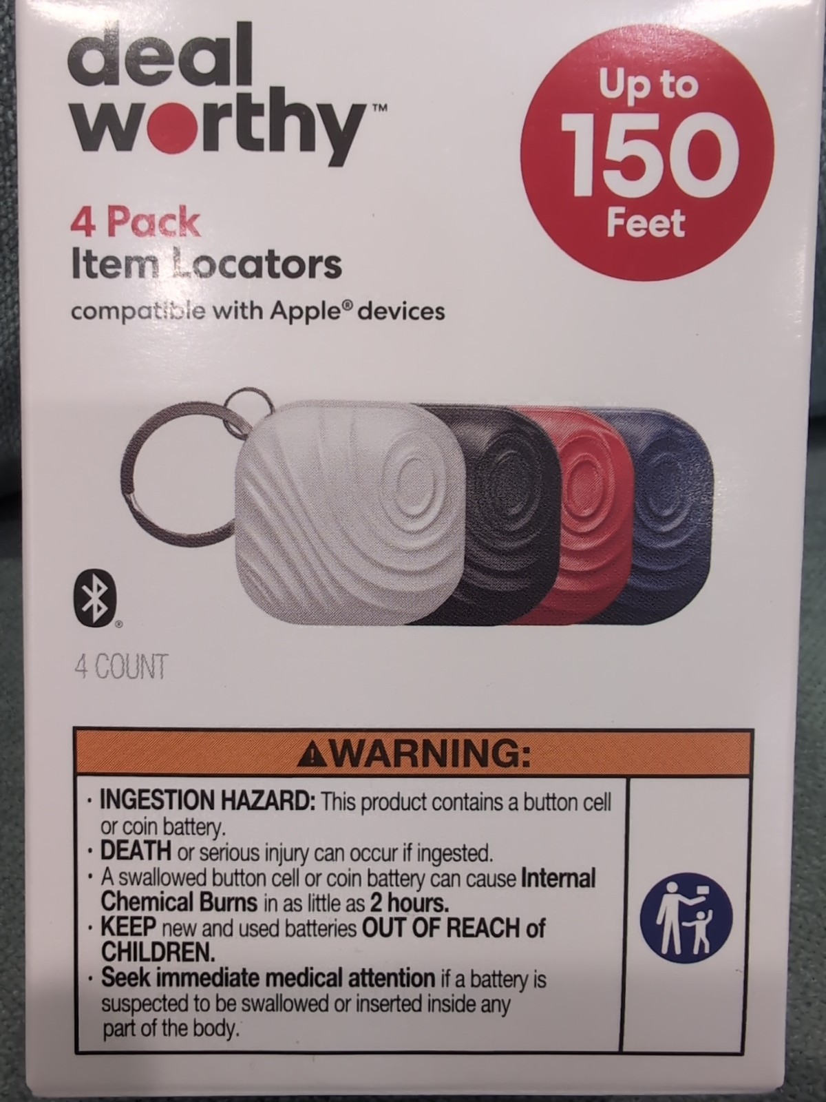 Dealworthy 4 Pack Item Locators Compatible With Apple Devices Up to 150 Feet NEW