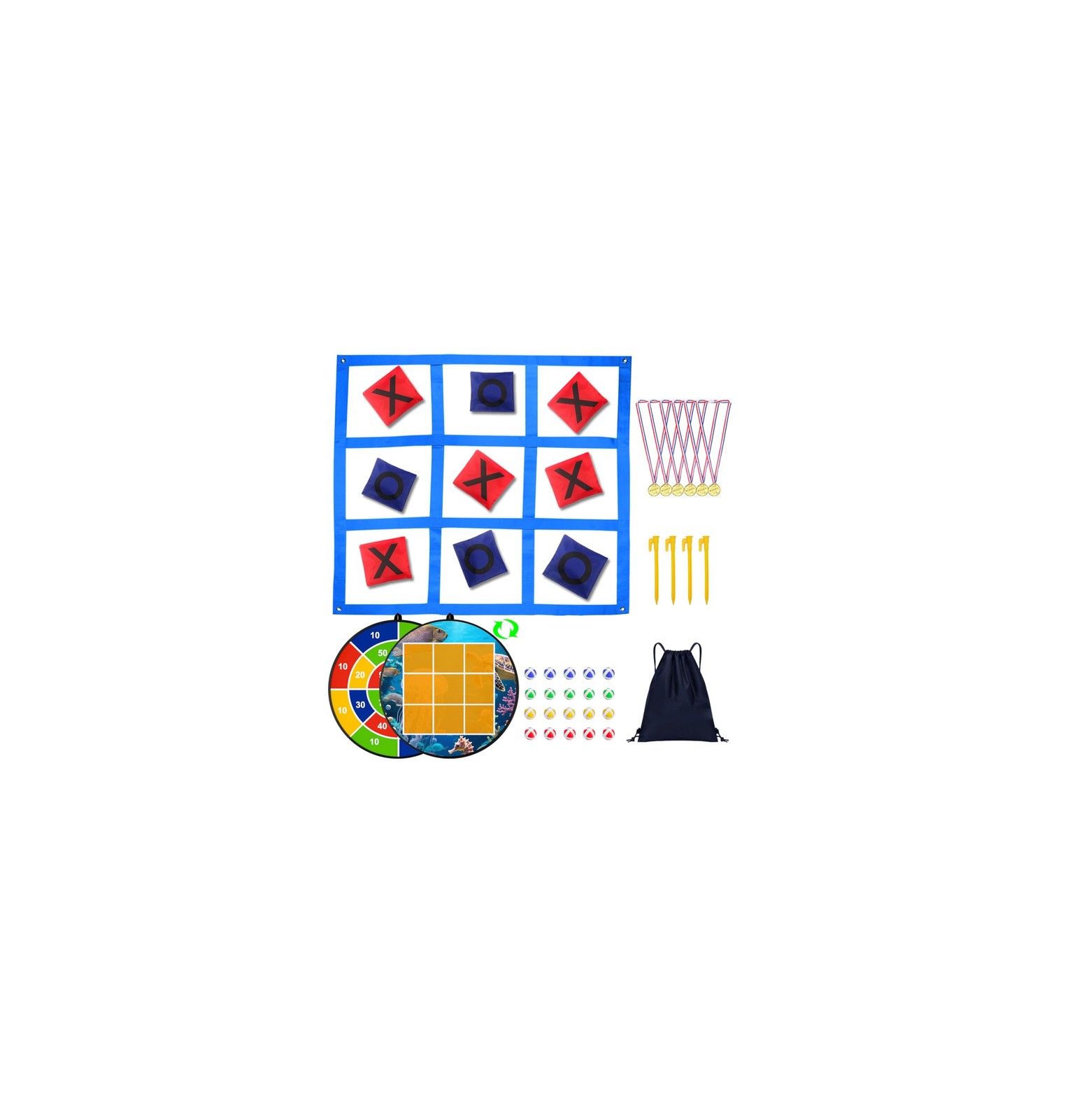 Giant Tic Tac Toe Outdoor Games, Bean Bag Toss Games, 26" Dart Board Game Dou...