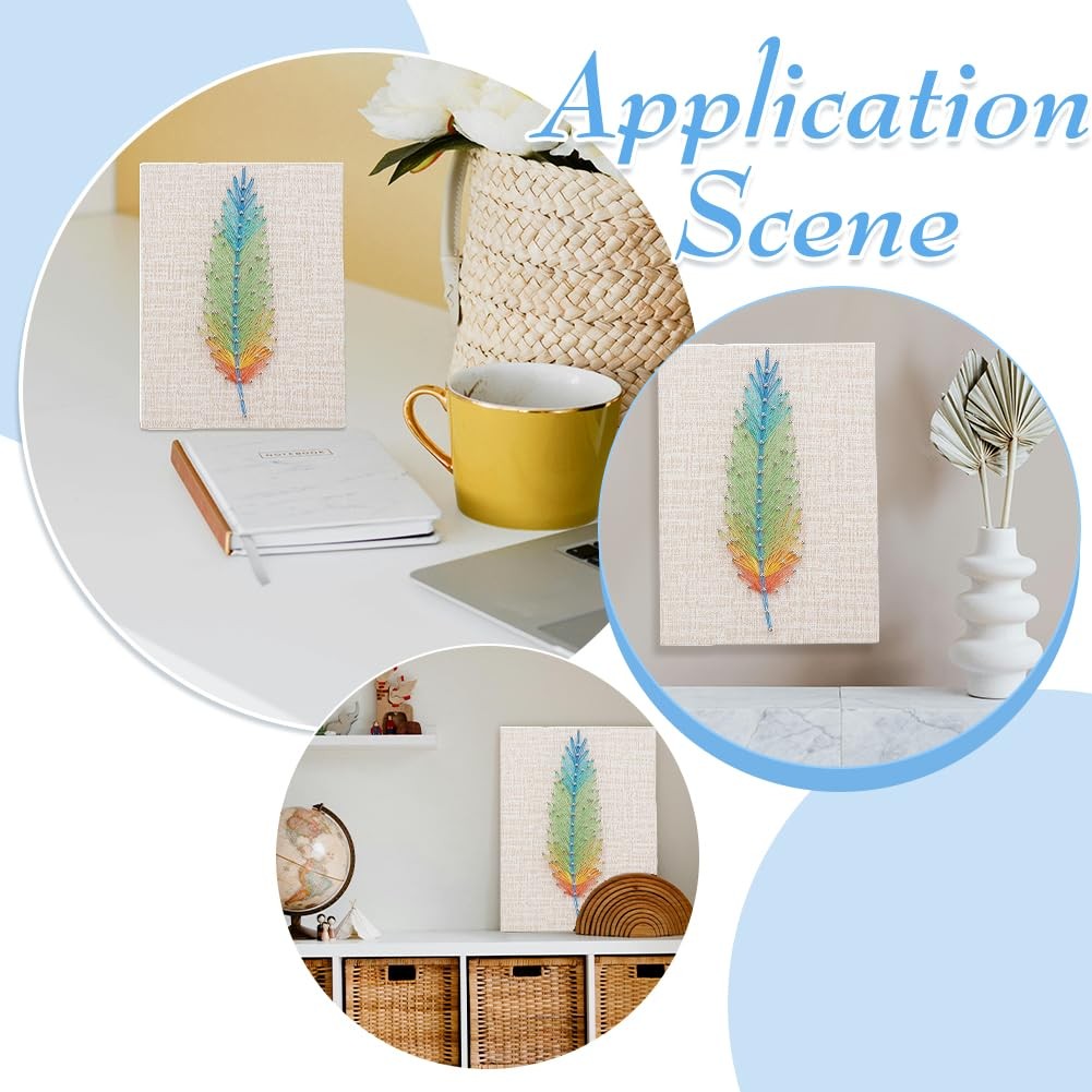 WEBEEDYDIY String Art Kit for Adults Beginners, Medium, multicolor-feather