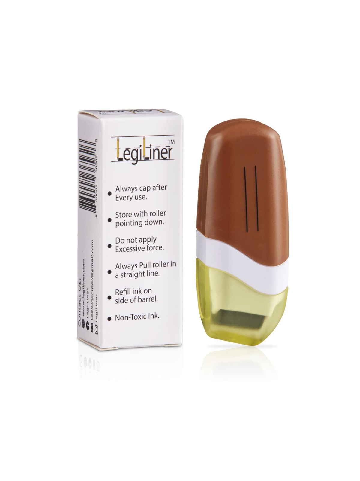1/4" Mini Double Solid Line Teacher Stamp Two-Line Roller Brown Ink College