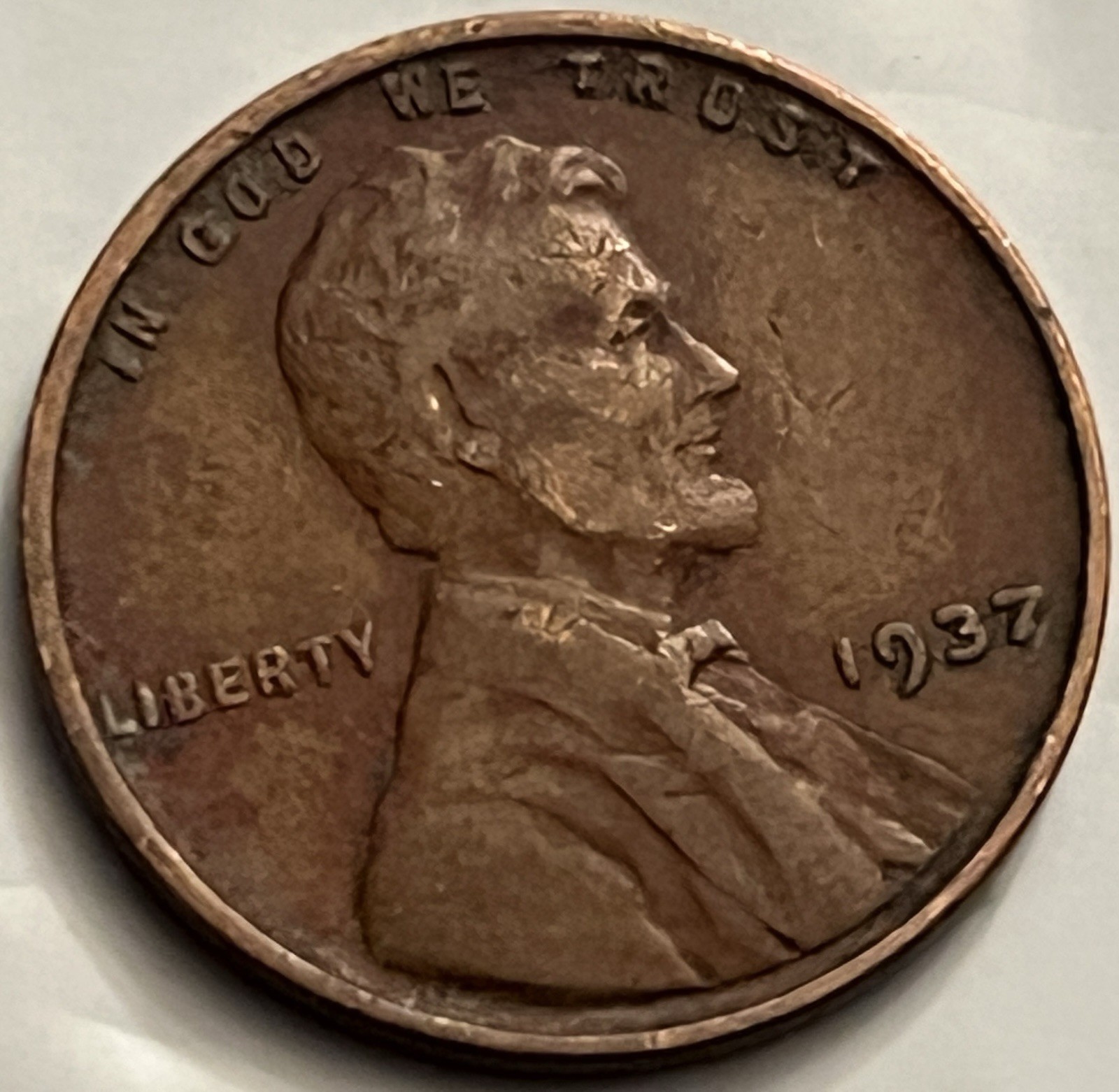 1937 P Lincoln Wheat Cent Penny VF Details Philadelphia Mint BN301