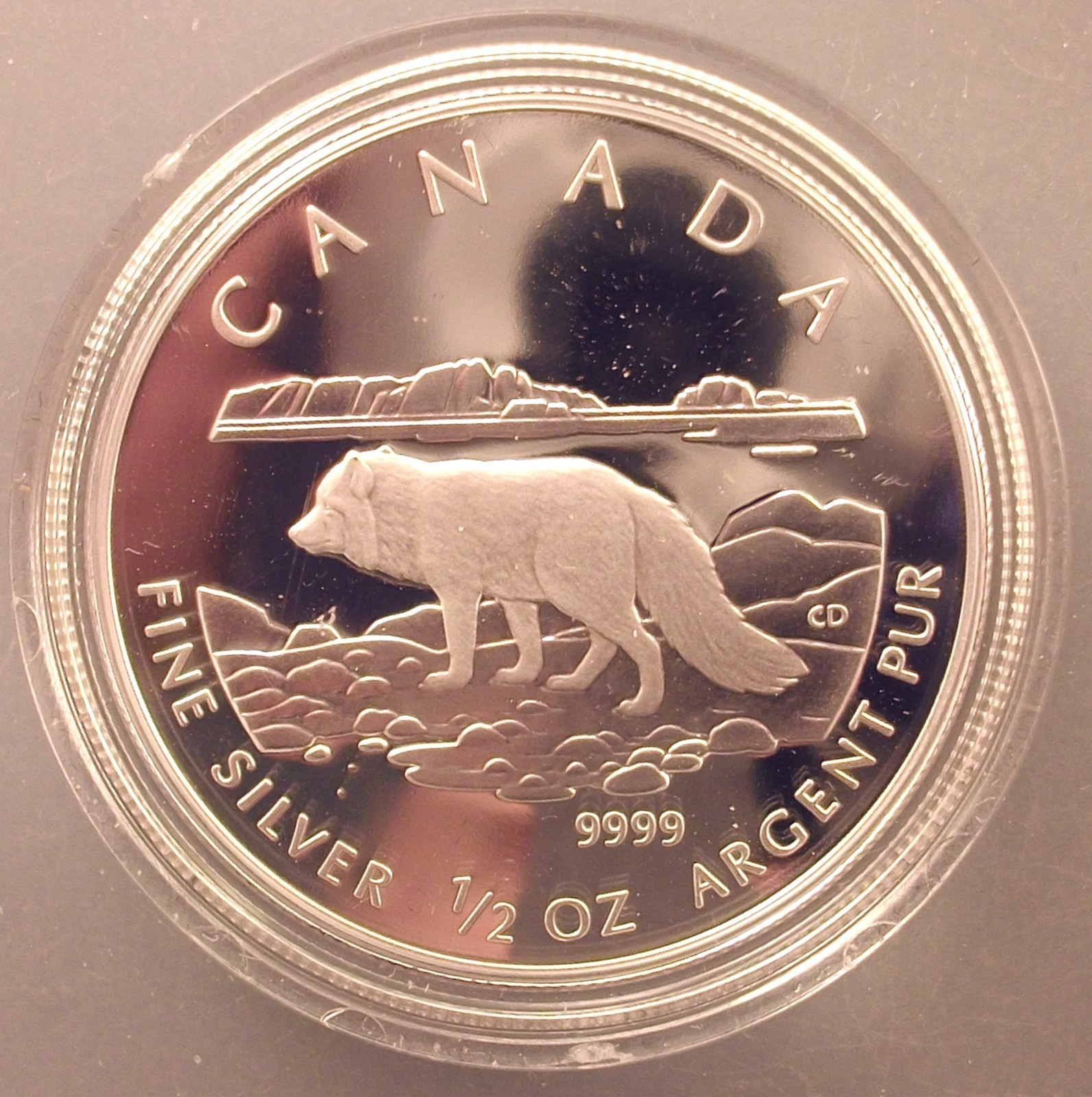 2004 CANADA Queen Elizabeth II w/ Fox 1/2 OZ Proof Silver $4 Coin pwqqwy