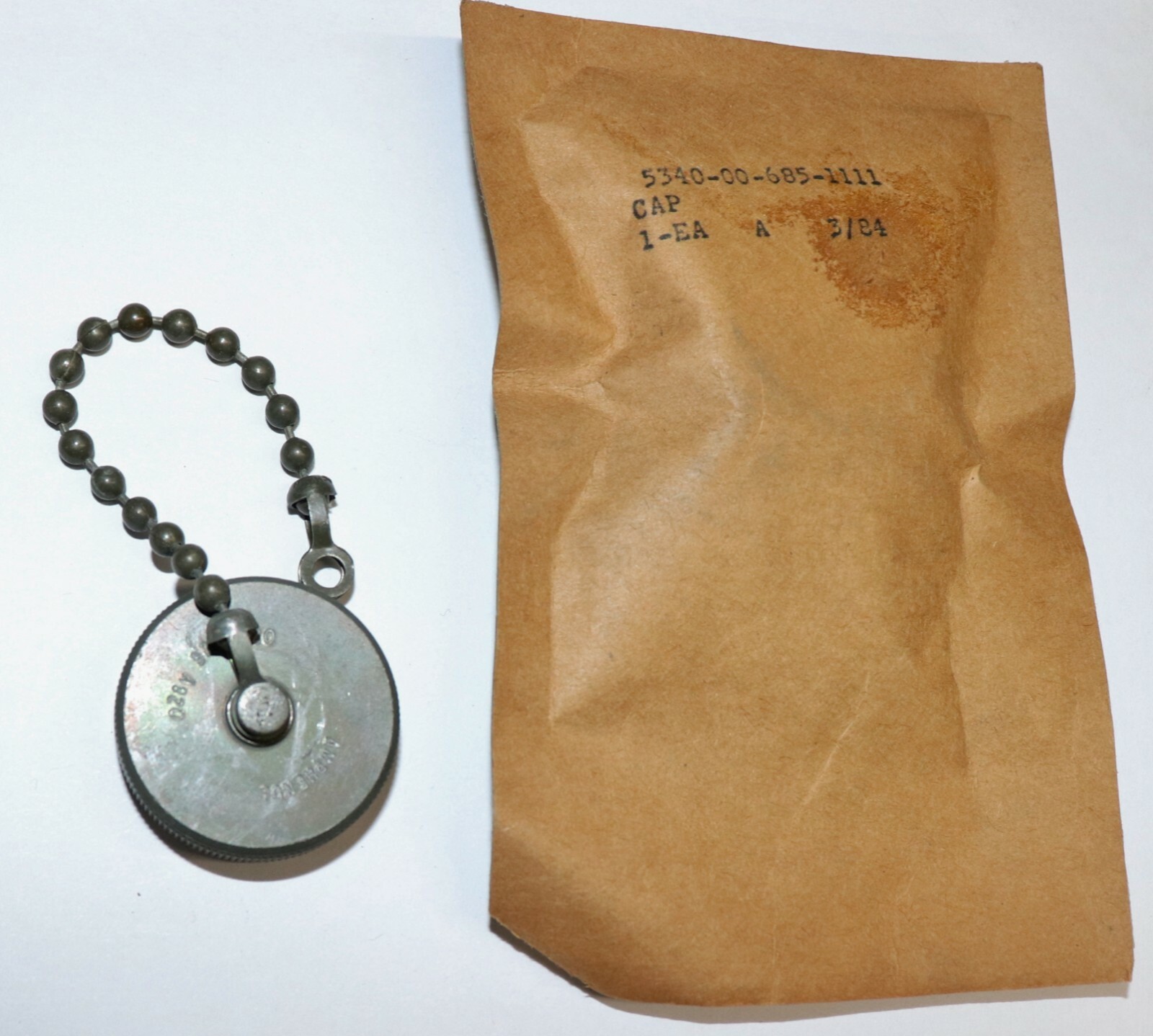 Amphenol Metal Dust Cap, MS31000, MS3101, MS3102, PN 9760-20, Size 20 Receptacle