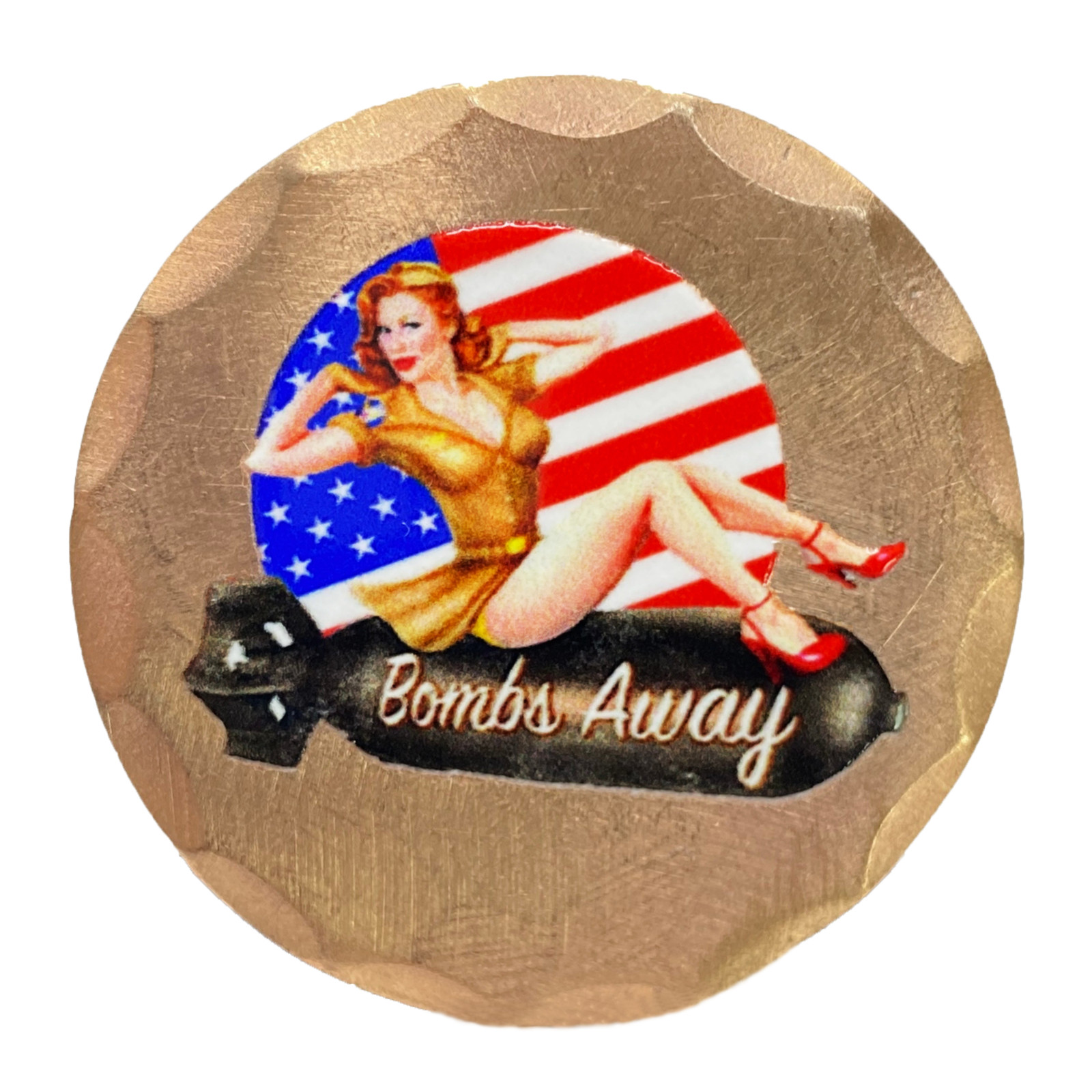 Bombs Away Pinup Forged Copper Golf Ball Marker by Sunfish