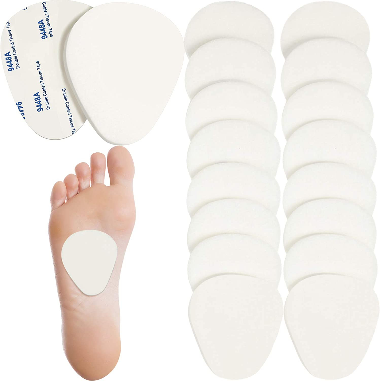 20 Pieces Metatarsal Felt Pads Foot Insert Pads Ball of Cushion for Pain Relief