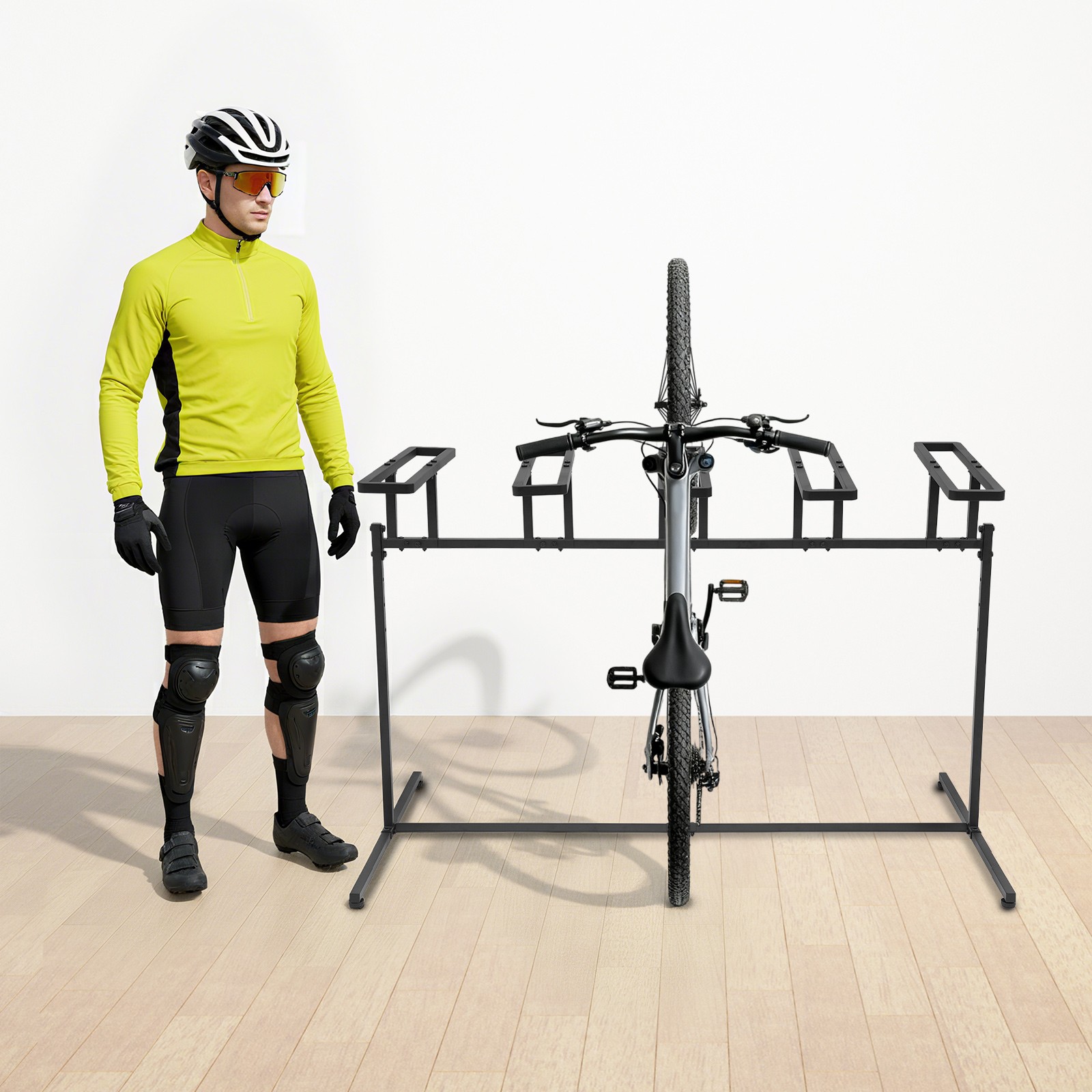 Adjustable Height Bicycle Stand, Sturdy Metal Storage Rack for 5 Bikes