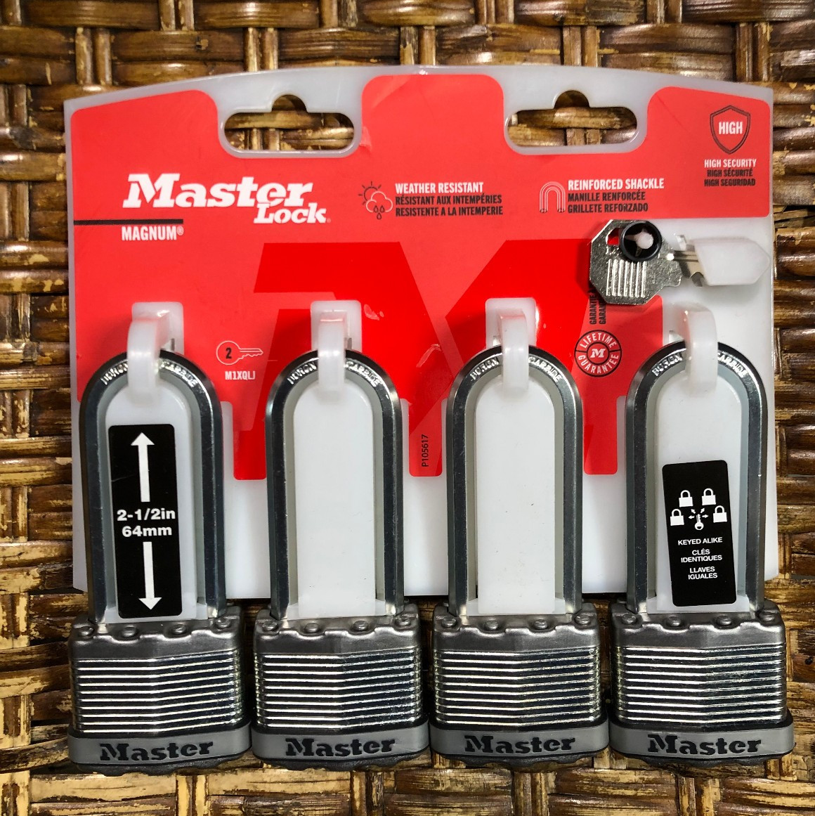 Master Lock M1XQLJ Magnum Laminated Padlocks 4PC (High Security, Keyed Alike)