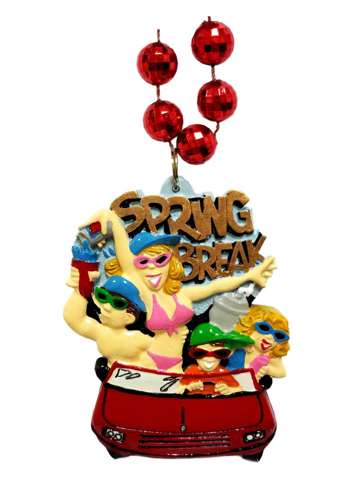 Spring Break Car Girls Beach Mardi Gras Bead Necklace