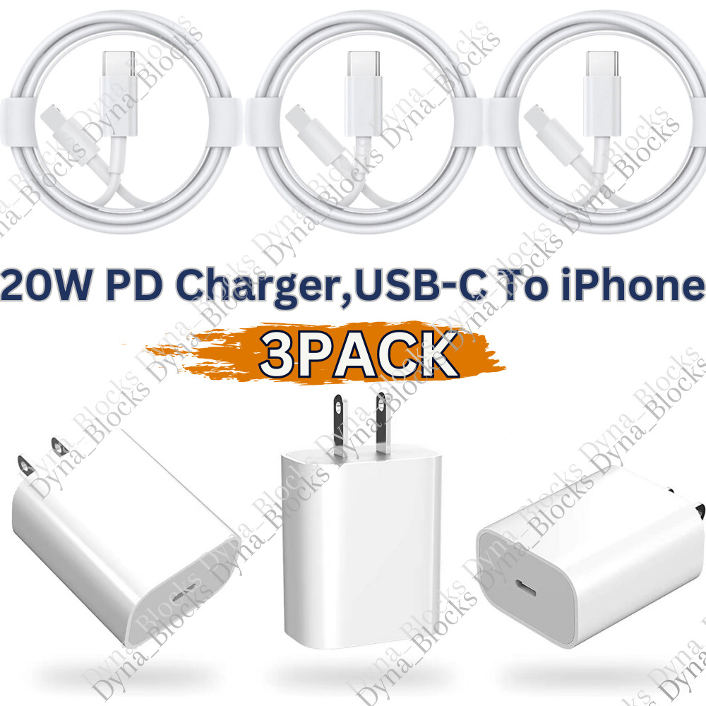 3 Pack 20w Type USB-C Fast Wall Charger For Apple iPhone 14 13 12 11 Pro Max Lot