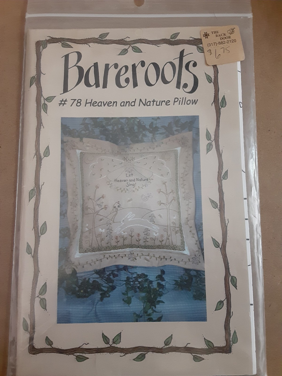 BAREROOTS PATTERN #78  HEAVEN AND NATURE Embroidered Pillow Pattern
