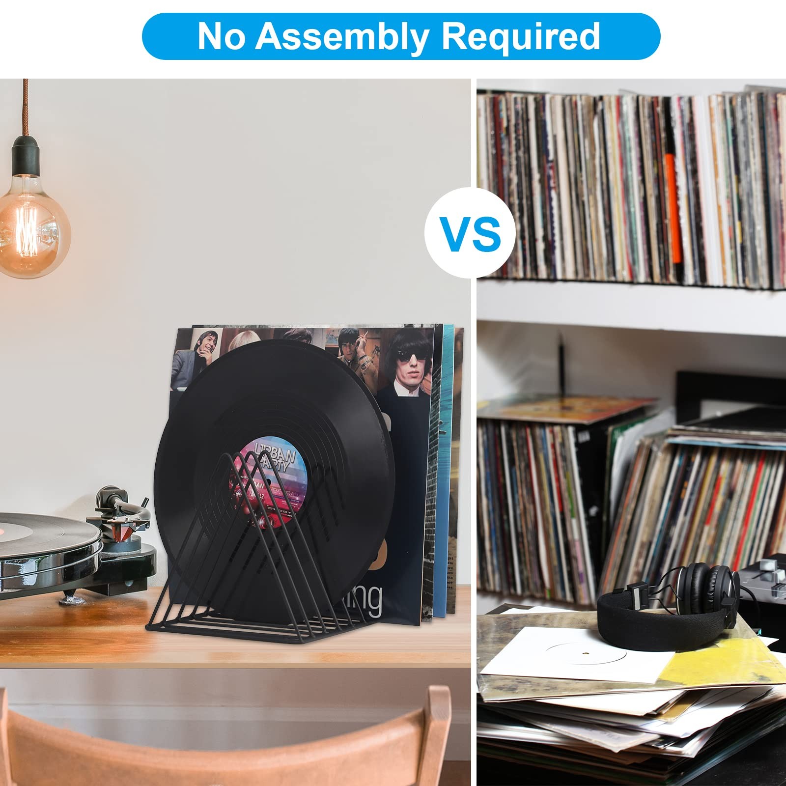 Vinyl Record Holder Storage, 9 Slot Metal Magazine Book Album Display Rack, S...