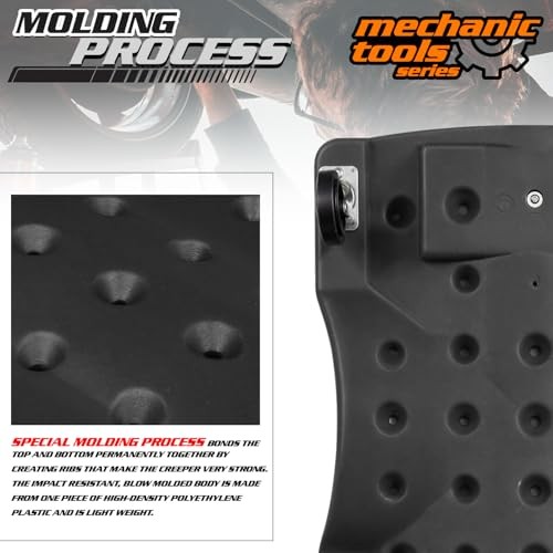 Mechanic Roller Creeper with Padded Headrest, Dual Tool Trays 40" Black