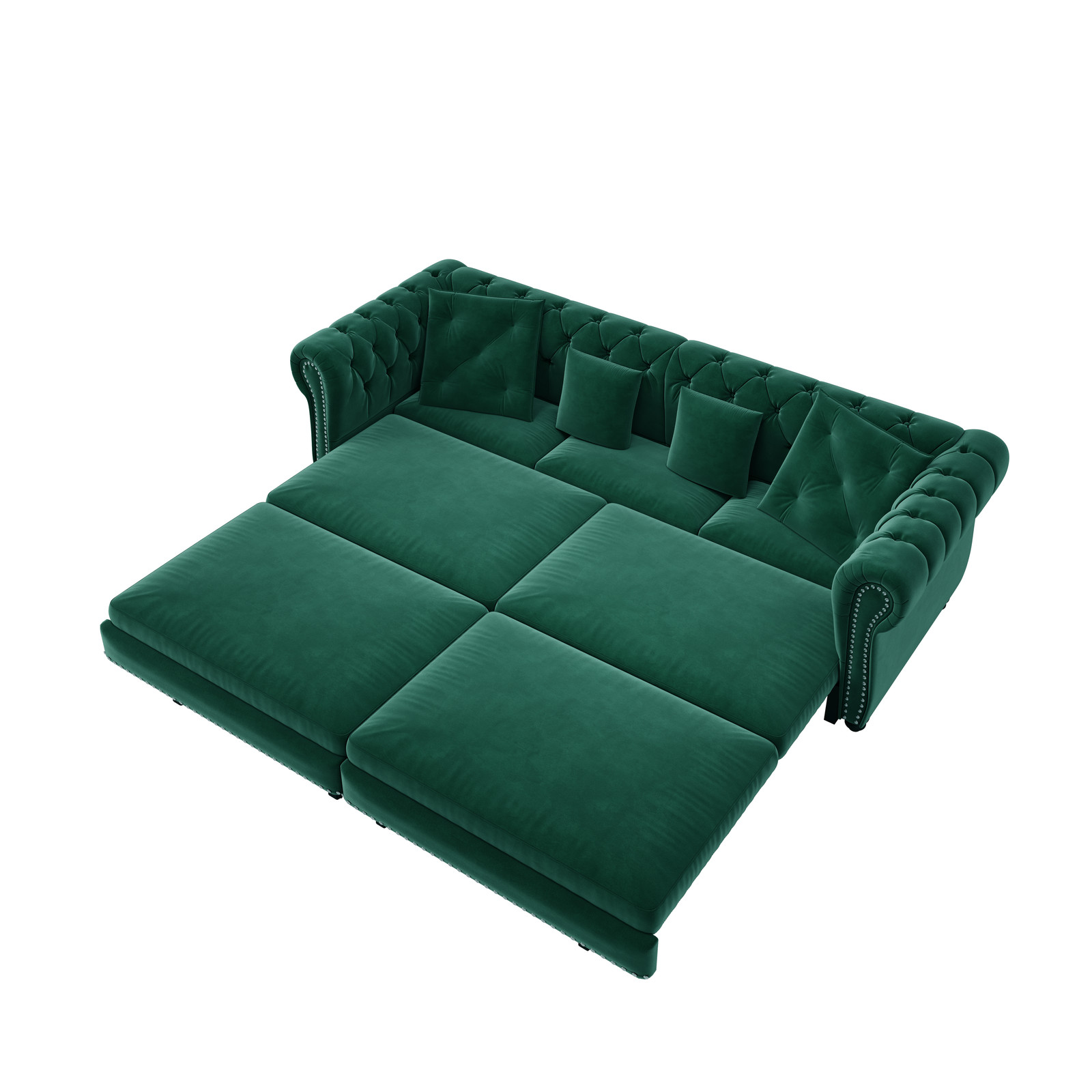 Chesterfield Sofa, 89 " W 3-in-1 Pull-Out Sofa Bed, Convertible Sleeper Sofa Bed